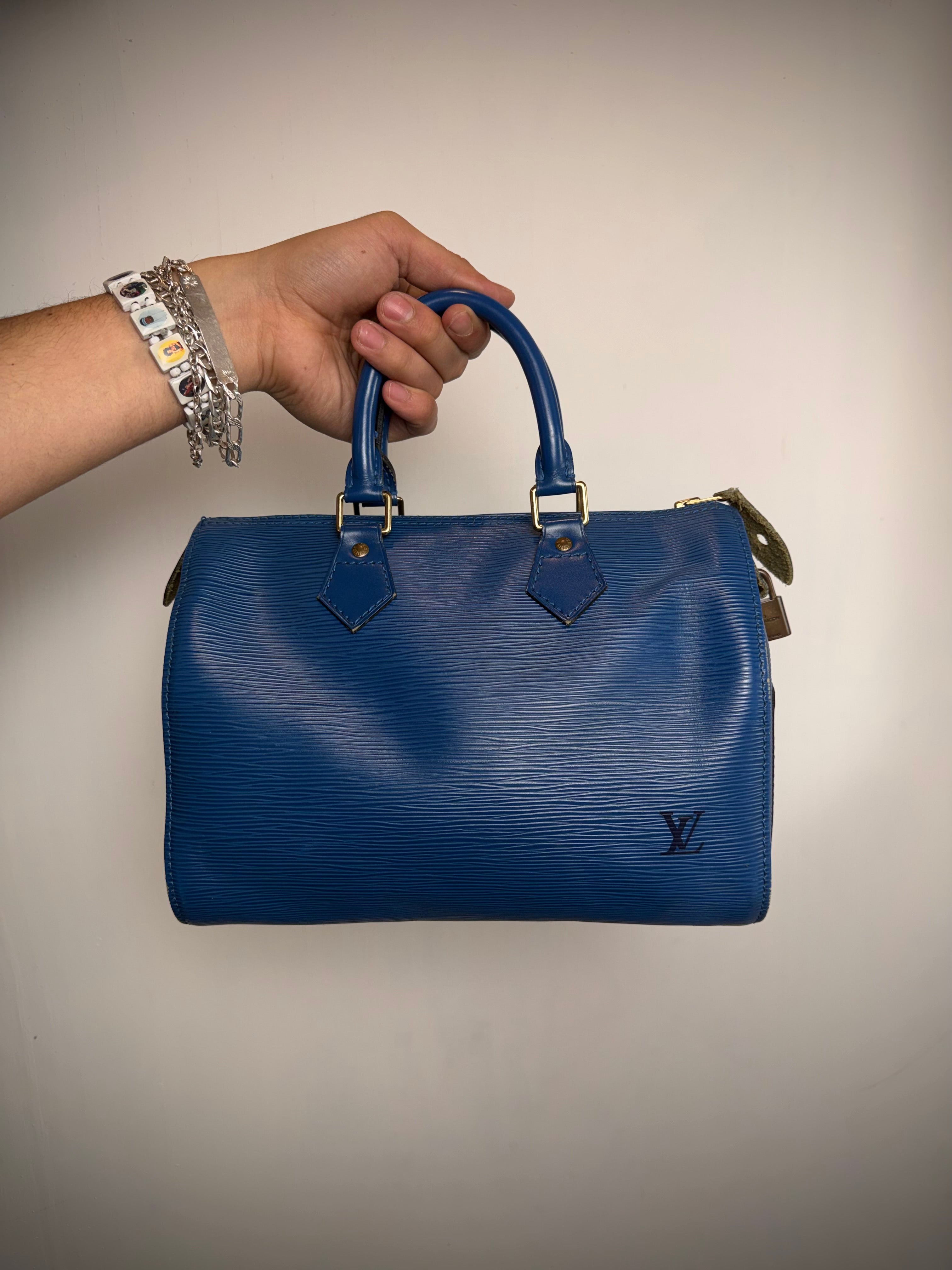 Blue Louis Vuitton Speedy Epi Handbag