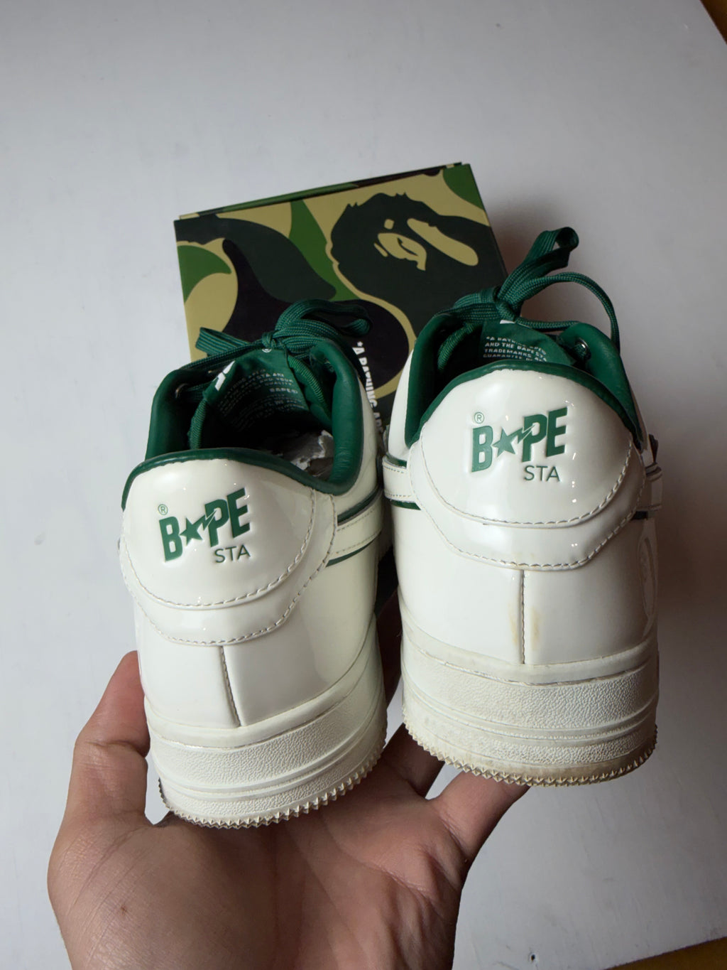 BAPE Bapesta White Green Sz 9