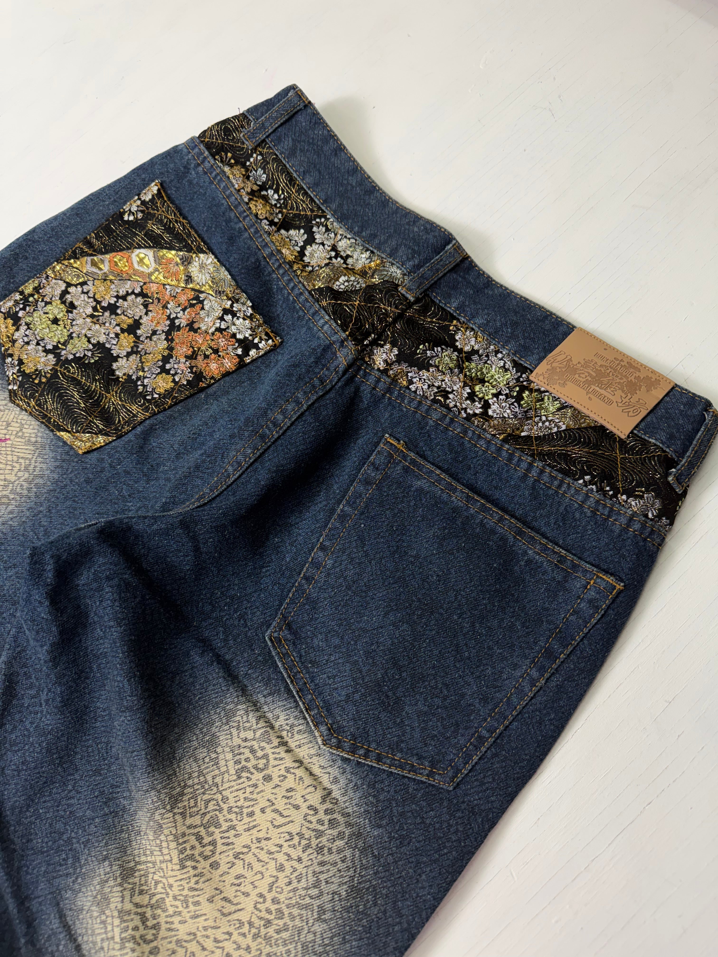 Bukkirabou 'Pink Dragon' Embroidered Japanese Jeans