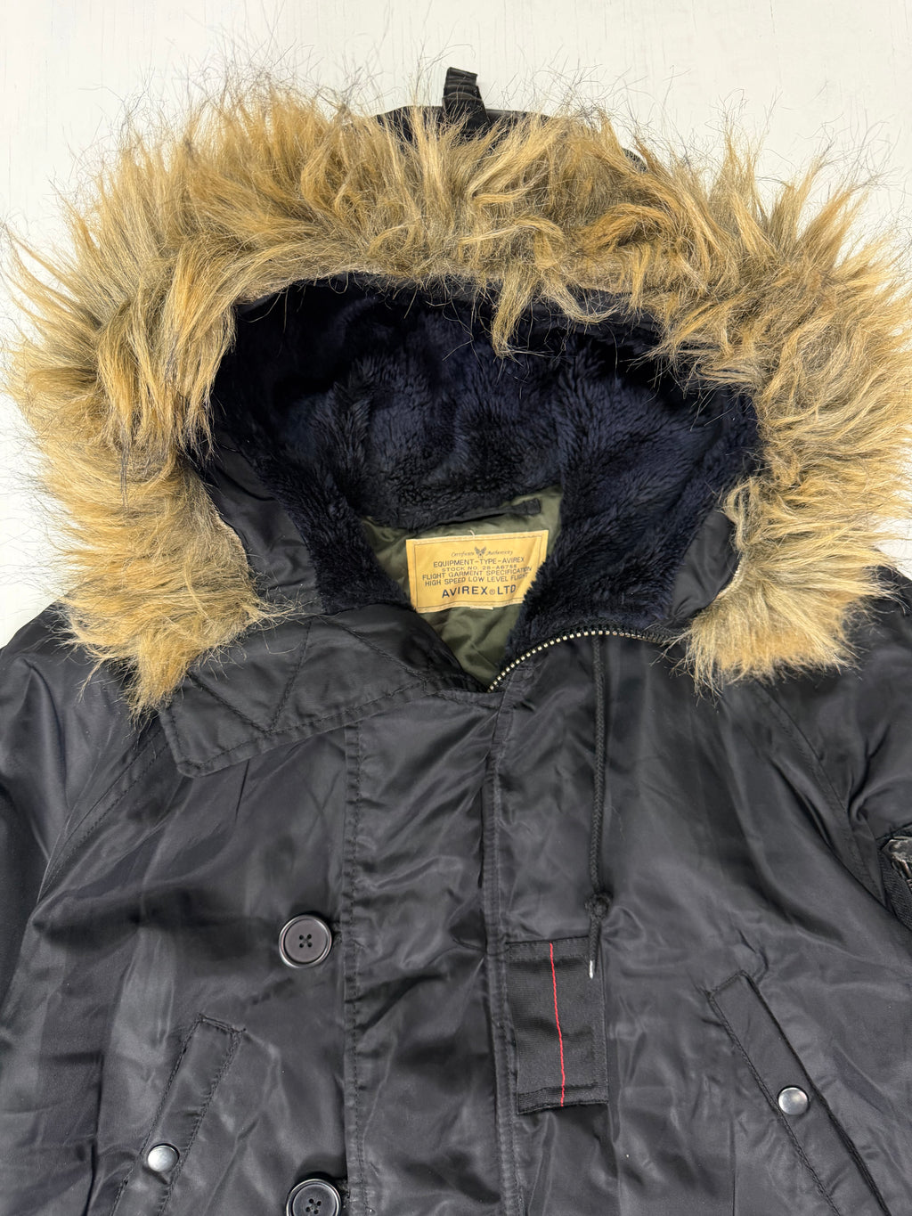 Black Avirex Fur Hood Jacket