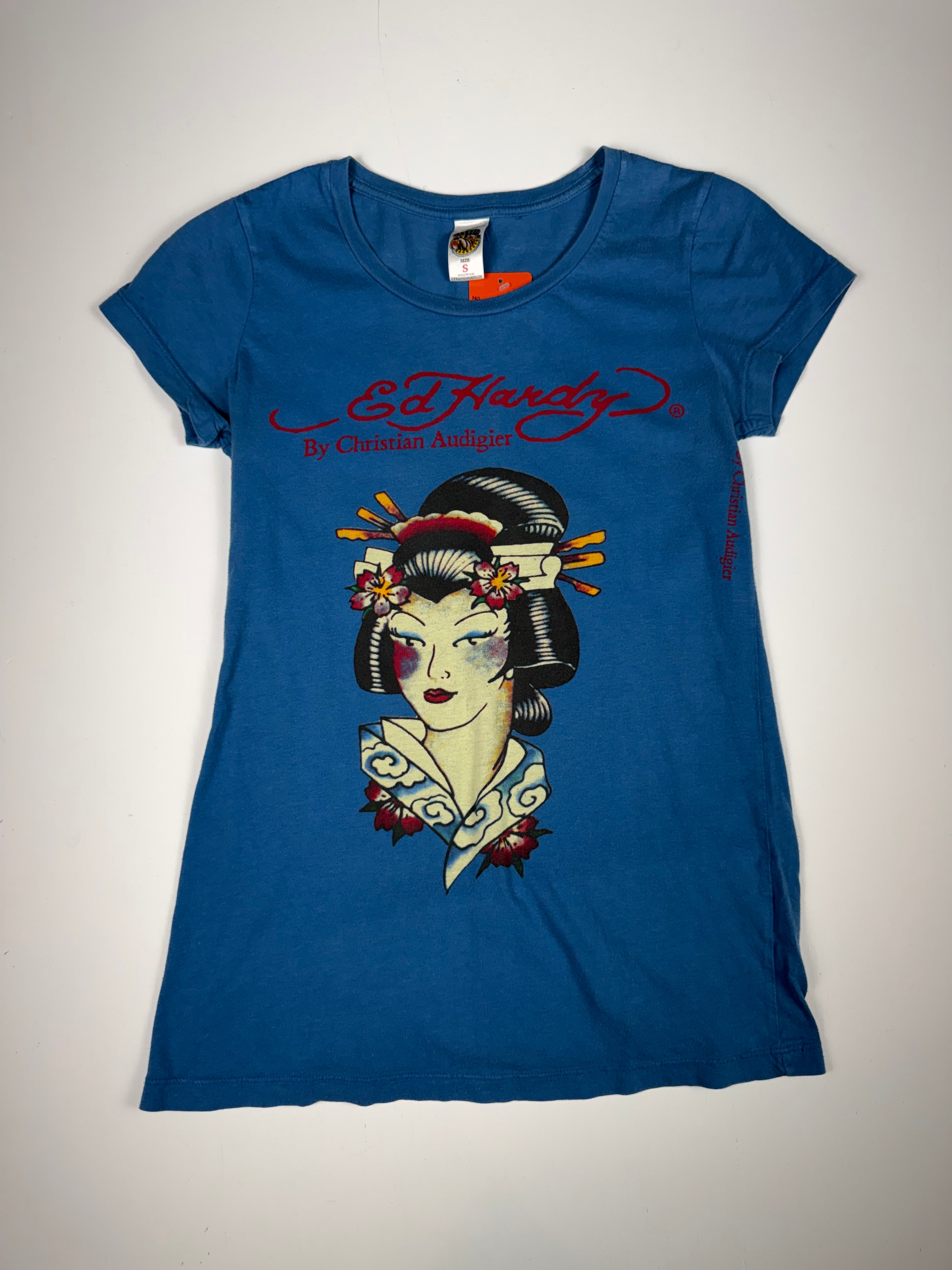 Blue Ed Hardy Geisha Femme Tee