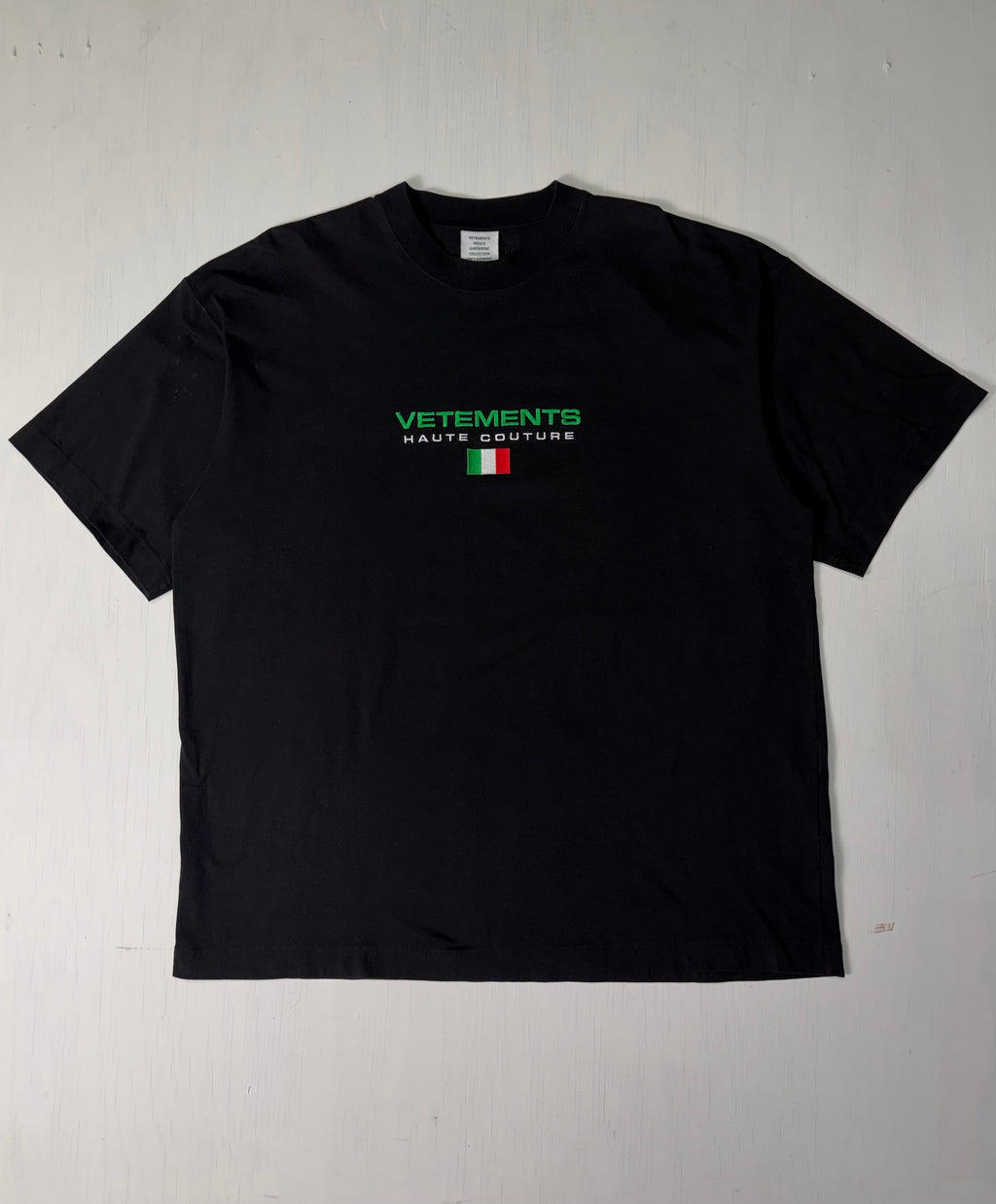 Black Vetements Haute Couture Italy Flag Tee