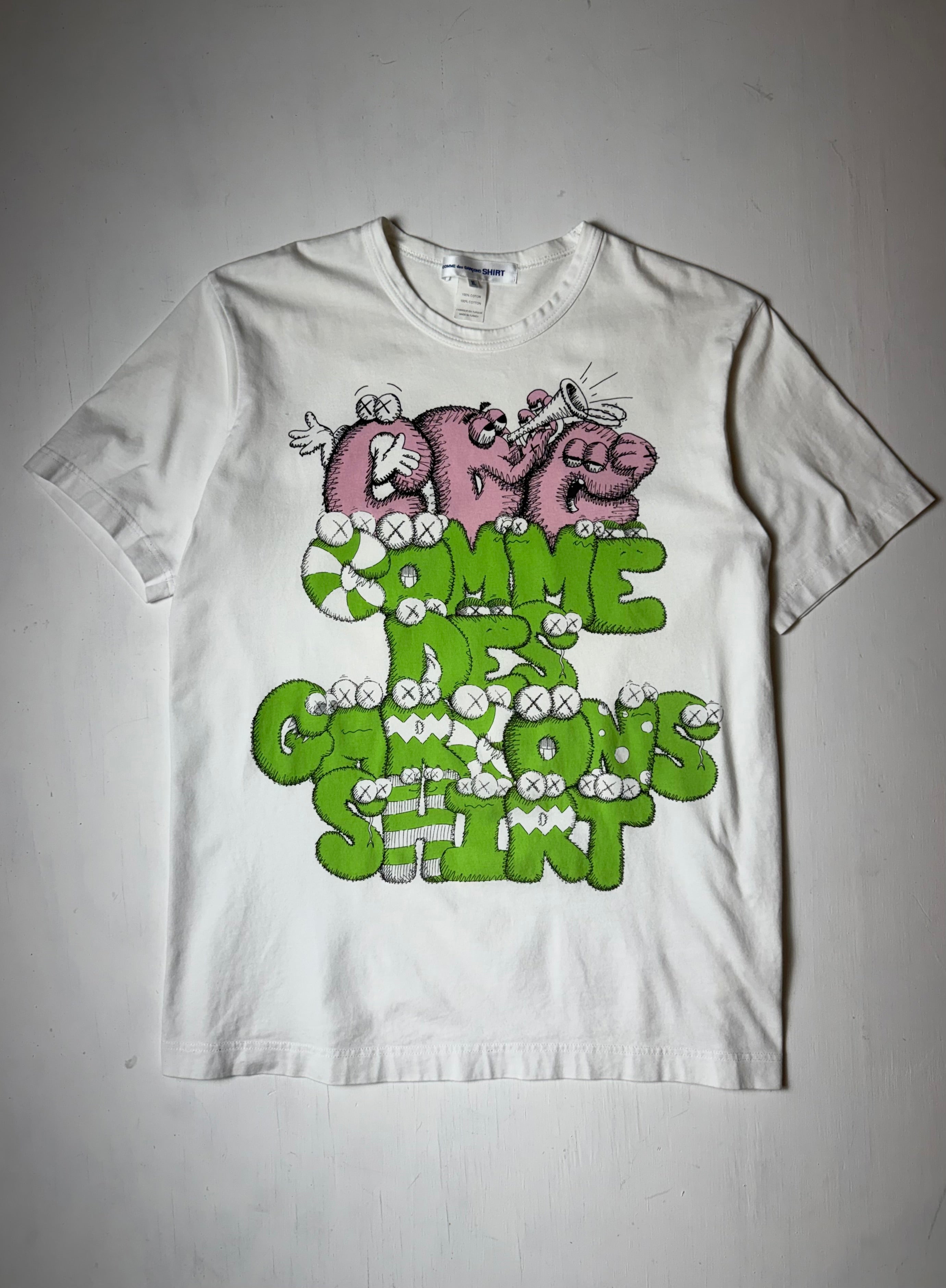 White CDG Comme Des Garcons Kaws tee