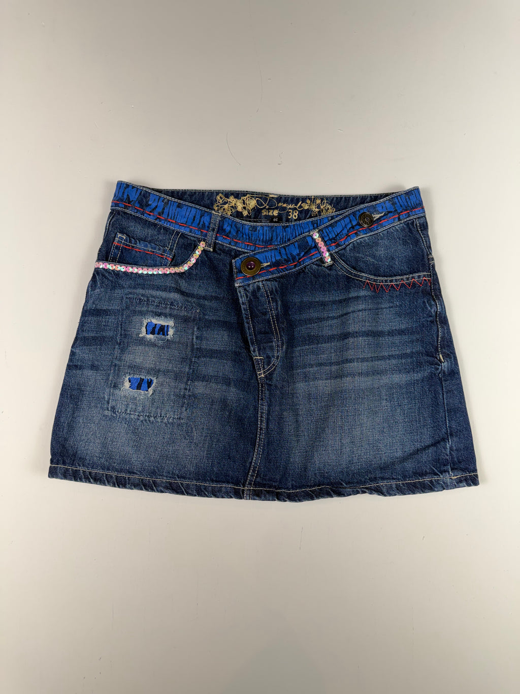 Denim Y2k Distressed Mini Skirt