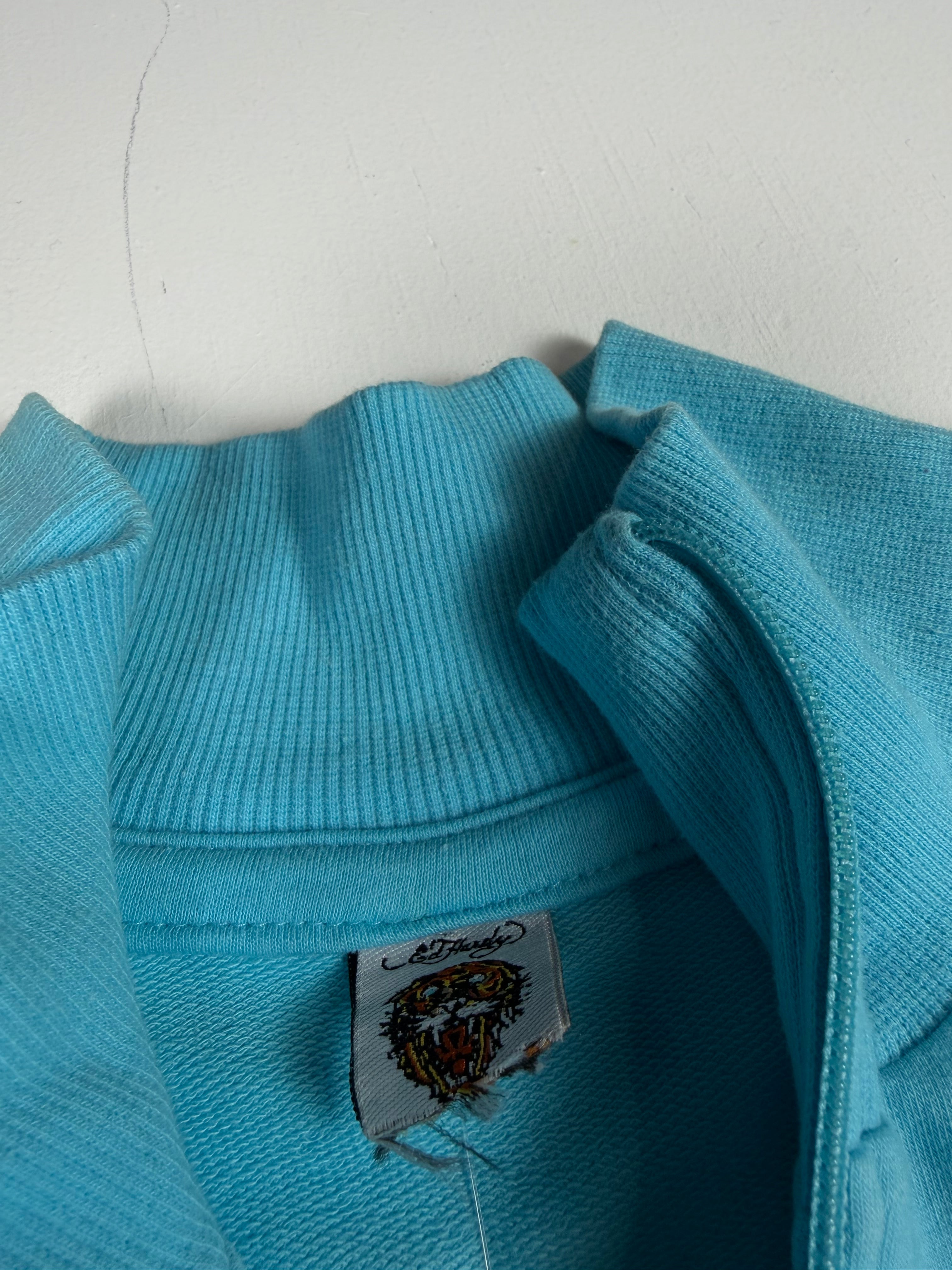 Teal Ed Hardy Zip Up Sweater