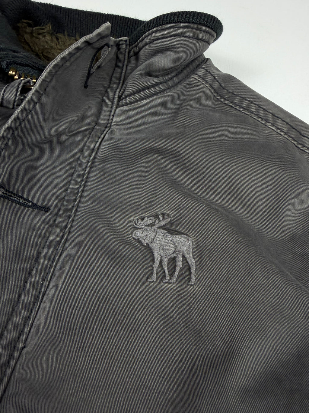 Grey Abercrombie Big Moose Sherpa Lined Jacket