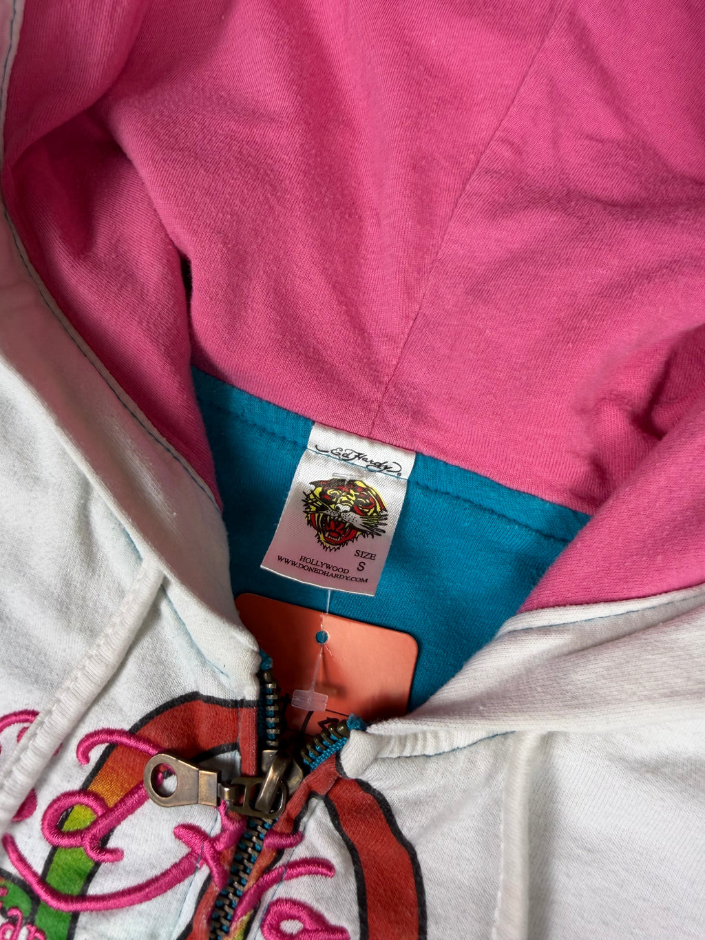 Ed Hardy True Love Blue Flame Zip Up Hoodie