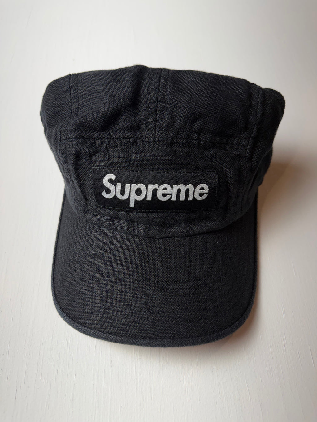 Black Supreme Linen Camp Hat