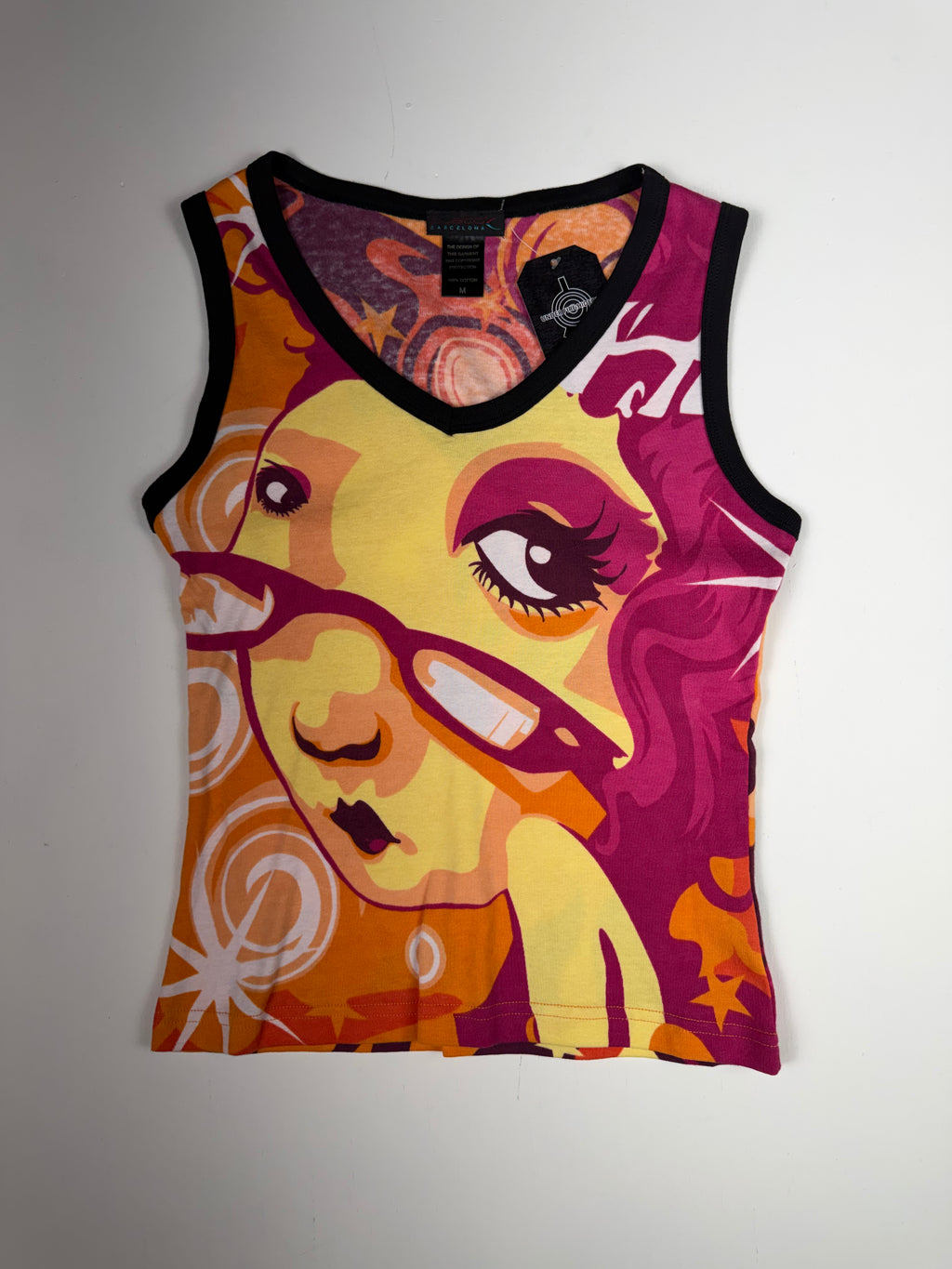 Pink Custo Hayes Abstract Portrait Femme Tank Top