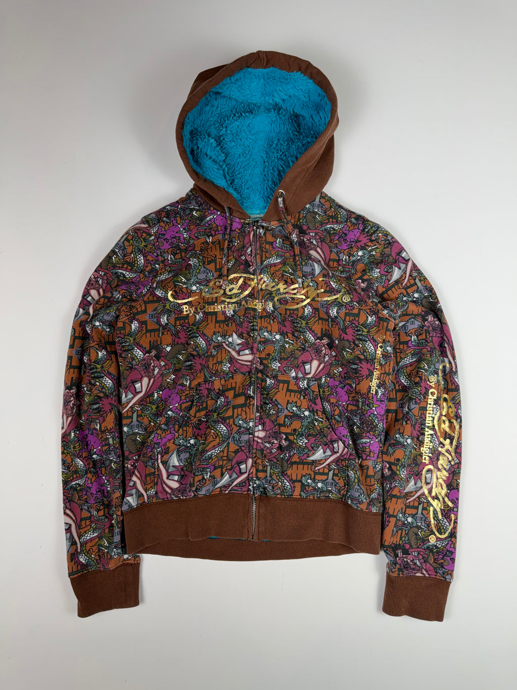 Ed Hardy Repeating Dragon Zip Up Hoodie