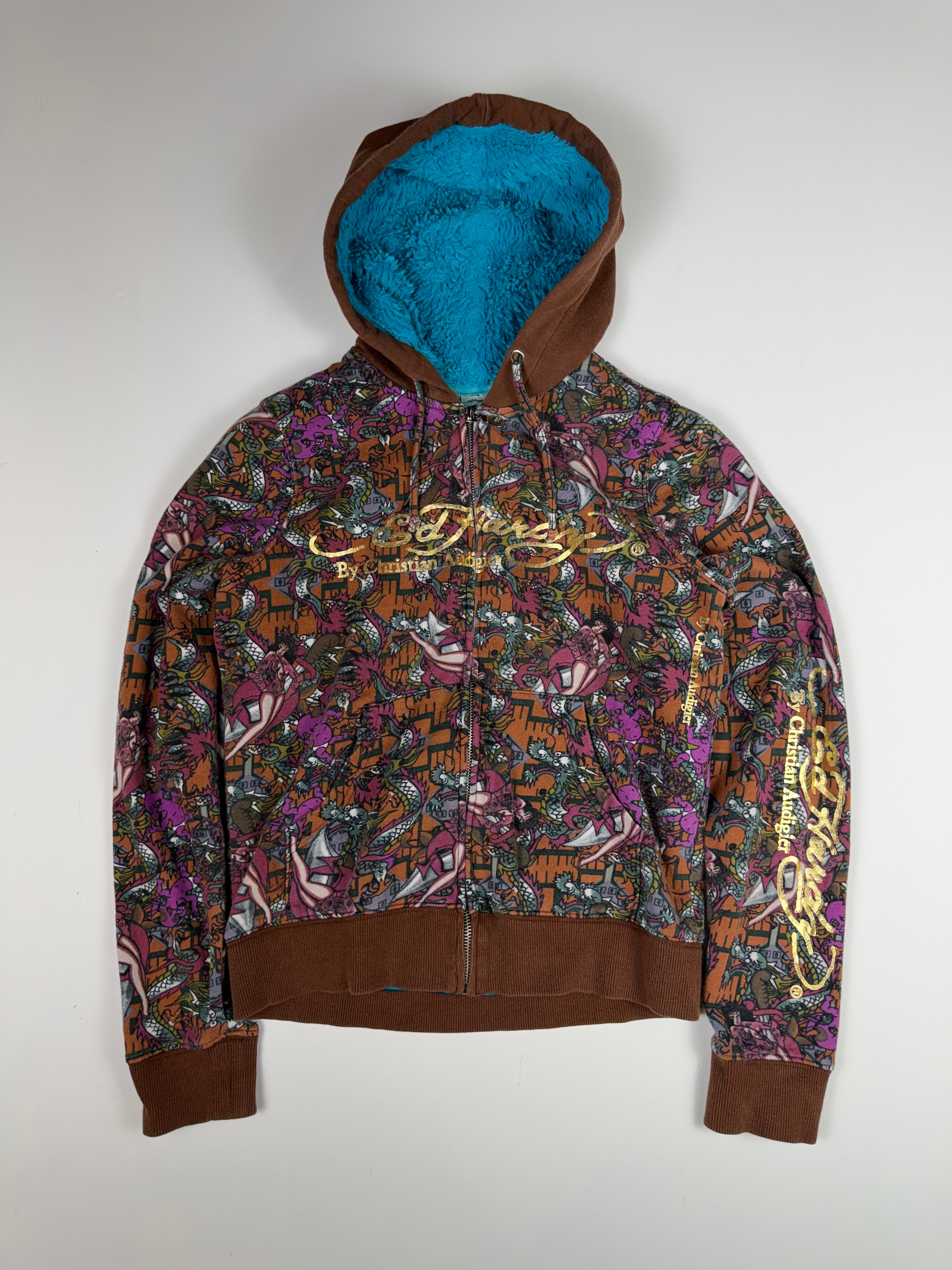 Ed Hardy Repeating Dragon Zip Up Hoodie