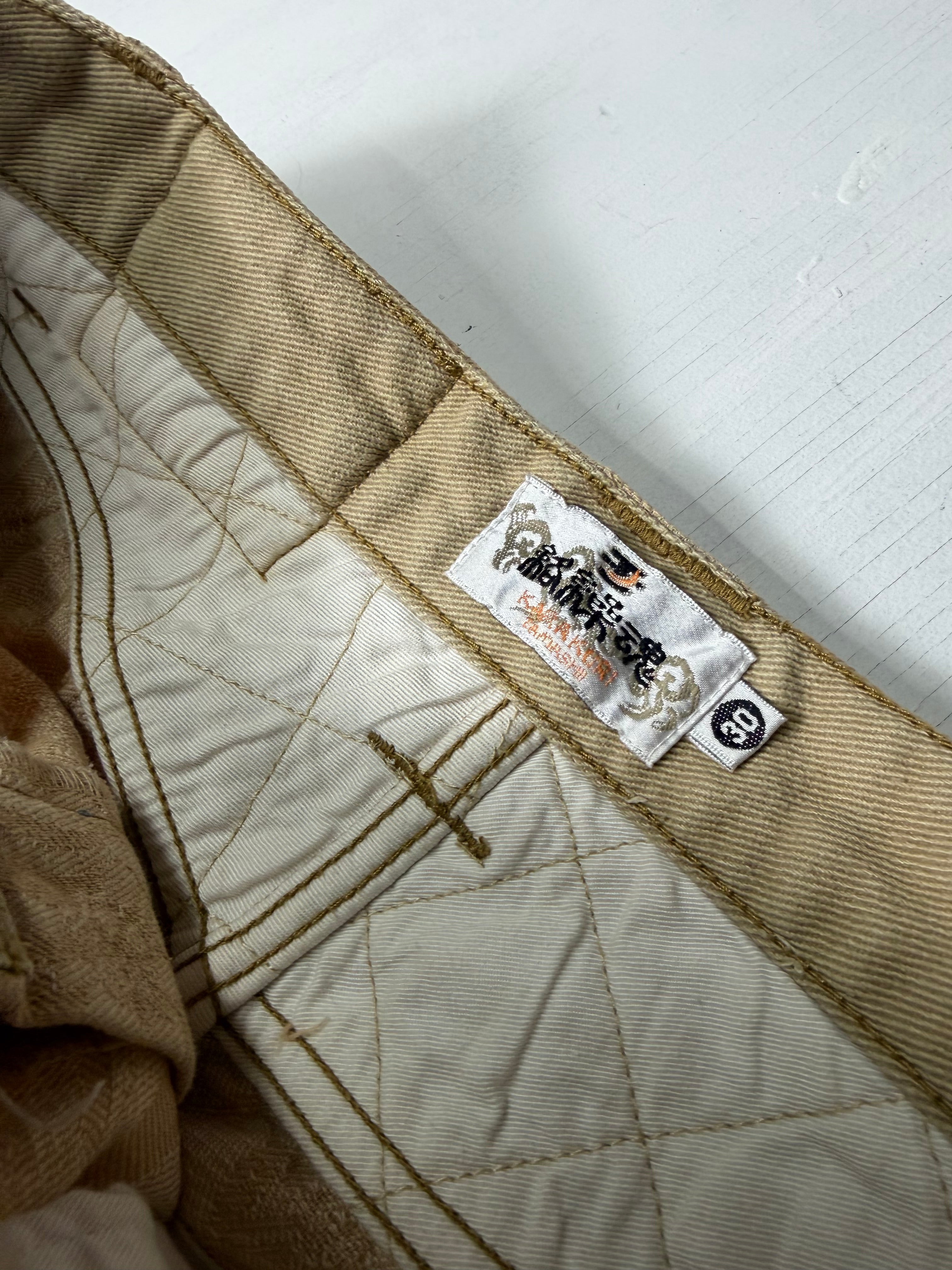 Tan Karakuri Phoenix Japanese Embroidered Pants