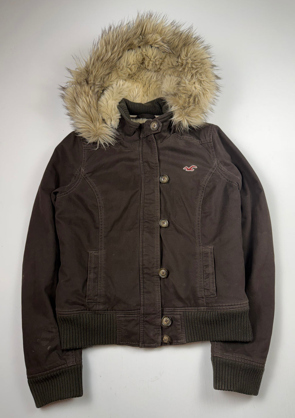 Brown Hollister Fur Hooded Jacket