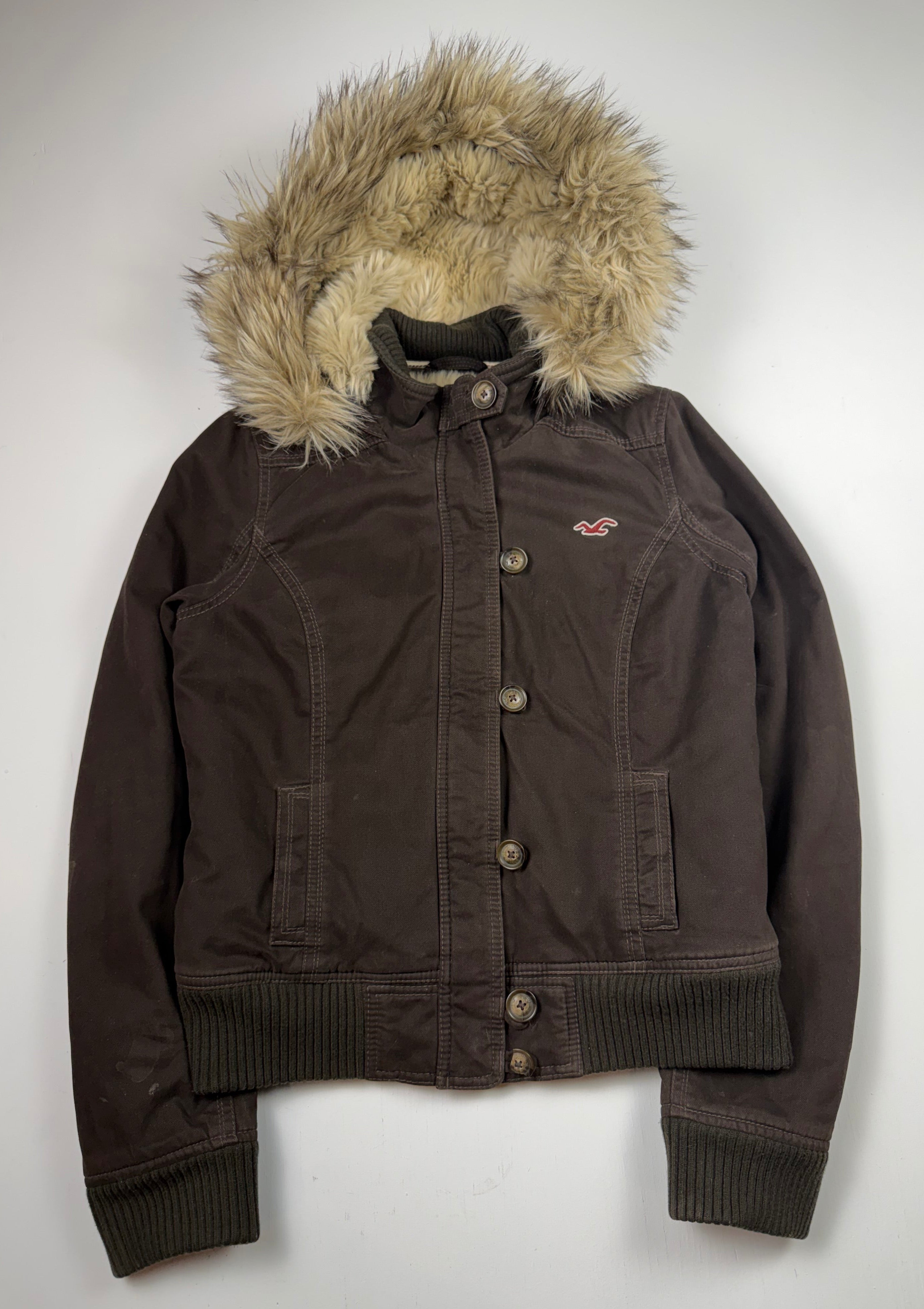 Brown Hollister Fur Hooded Jacket