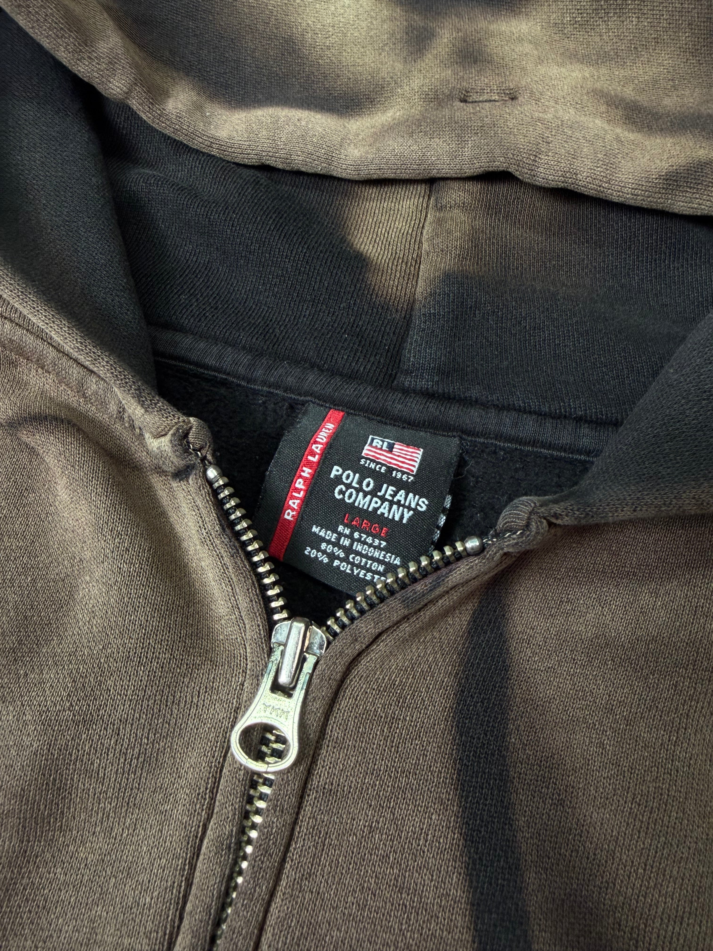 Bleach Fade Polo Zip Up Hoodie