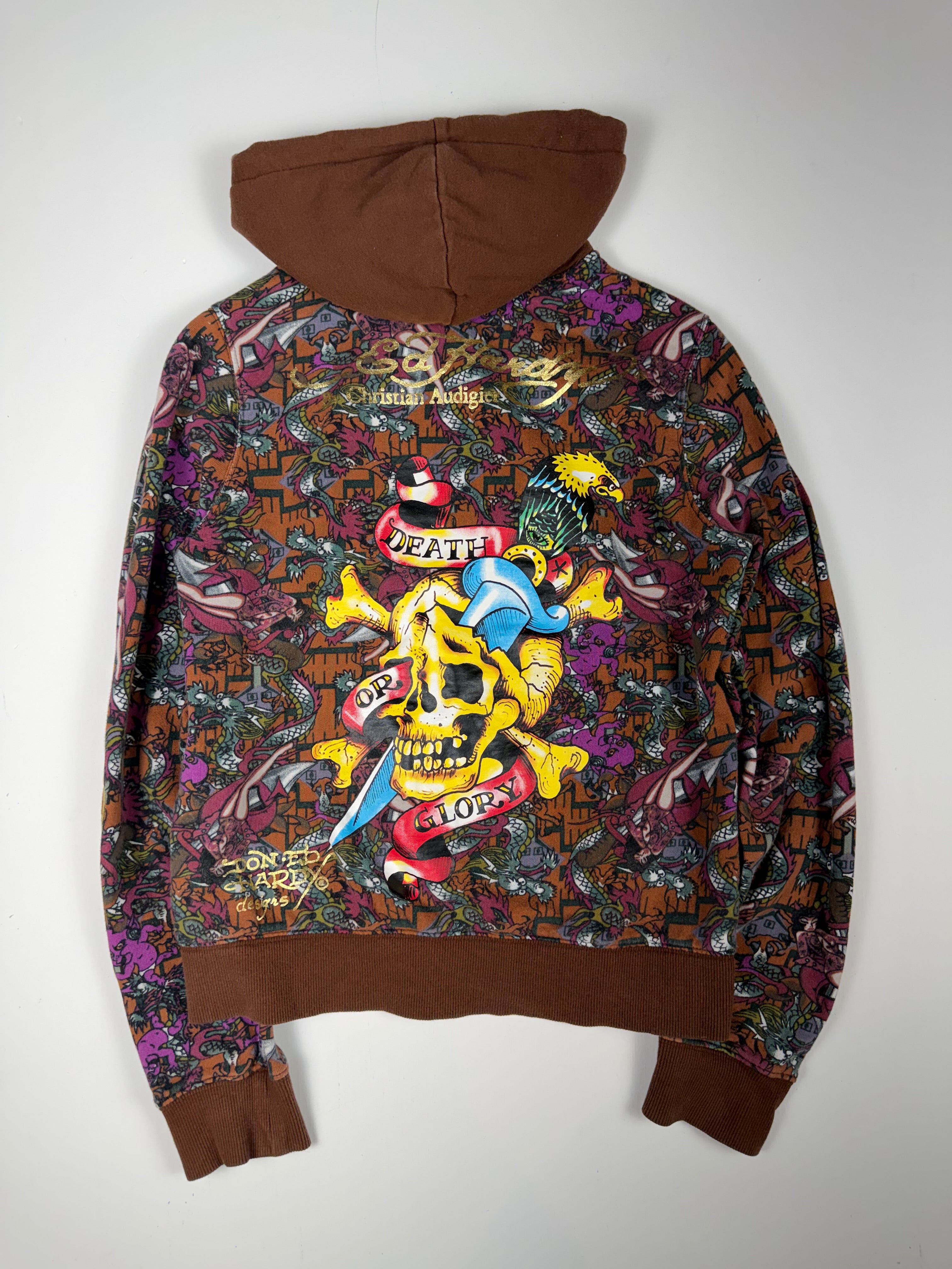 Ed Hardy Repeating Dragon Zip Up Hoodie