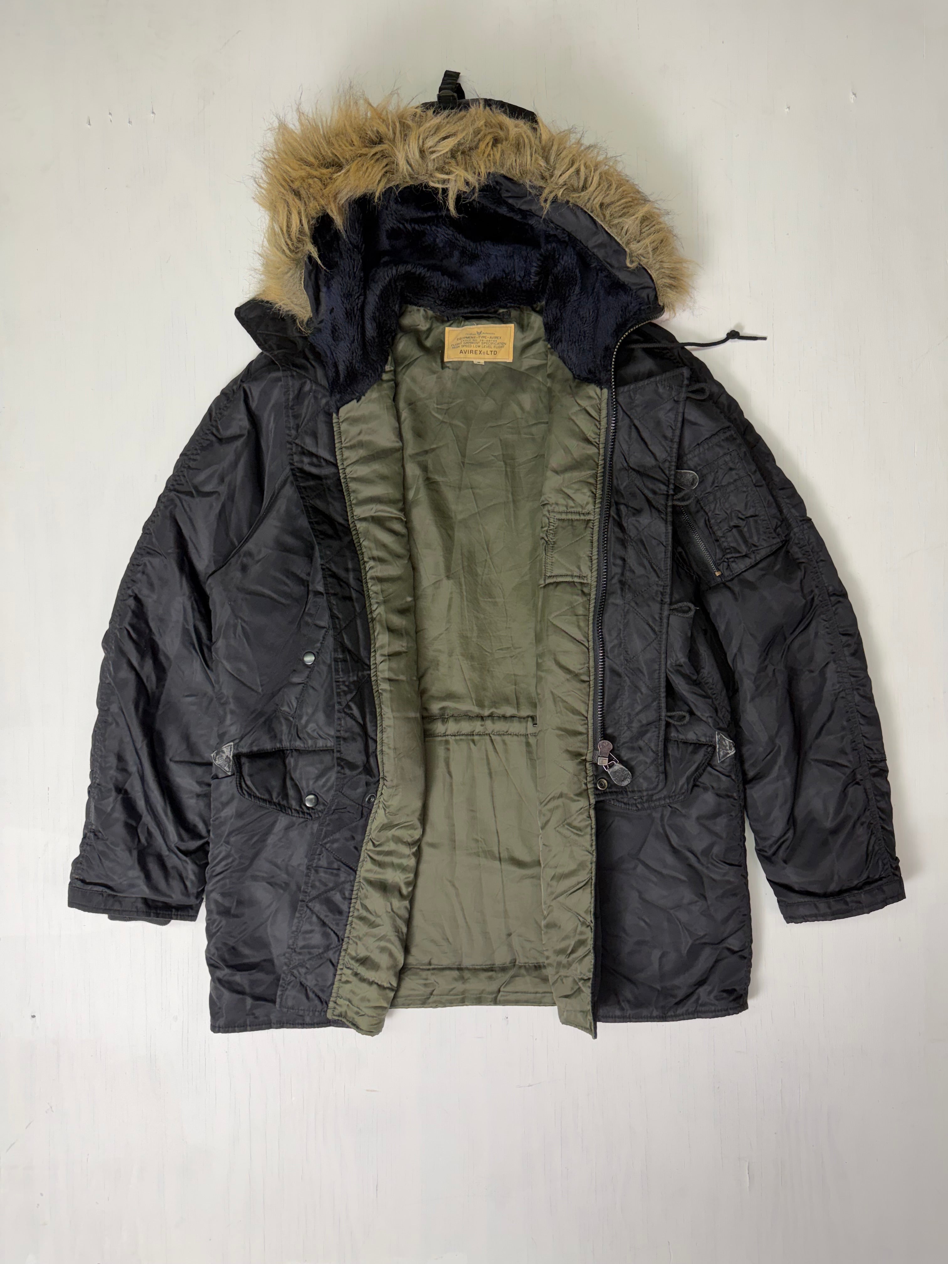 Black Avirex Fur Hood Jacket