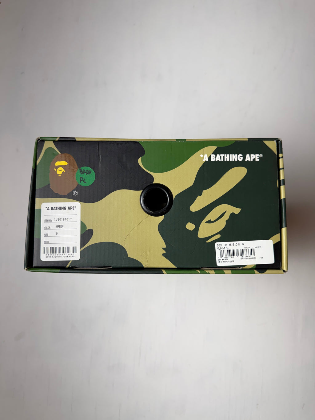 BAPE Bapesta White Green Sz 9