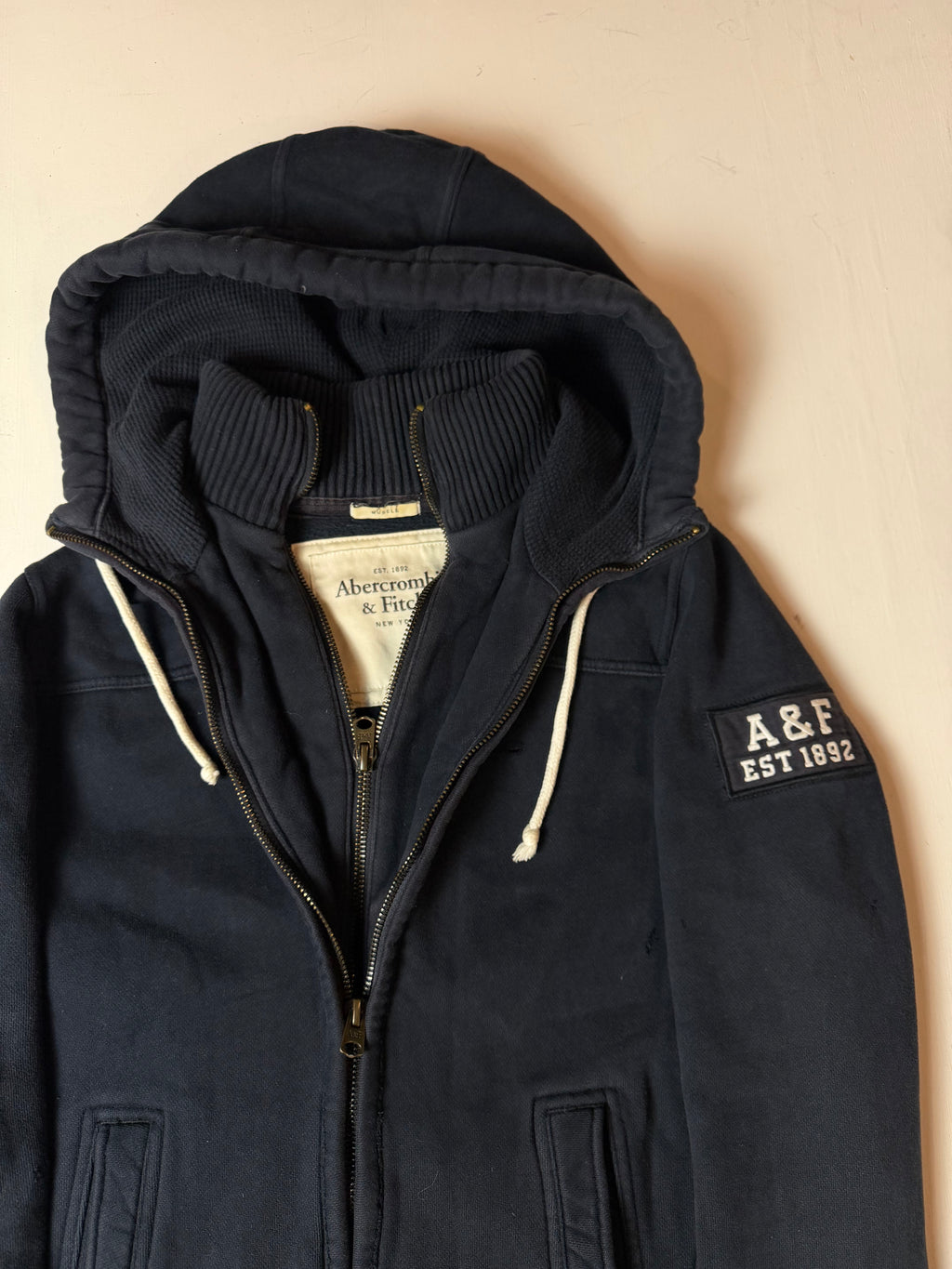 Dark Navy Abercrombie & Fitch Double Zip up Hoodie