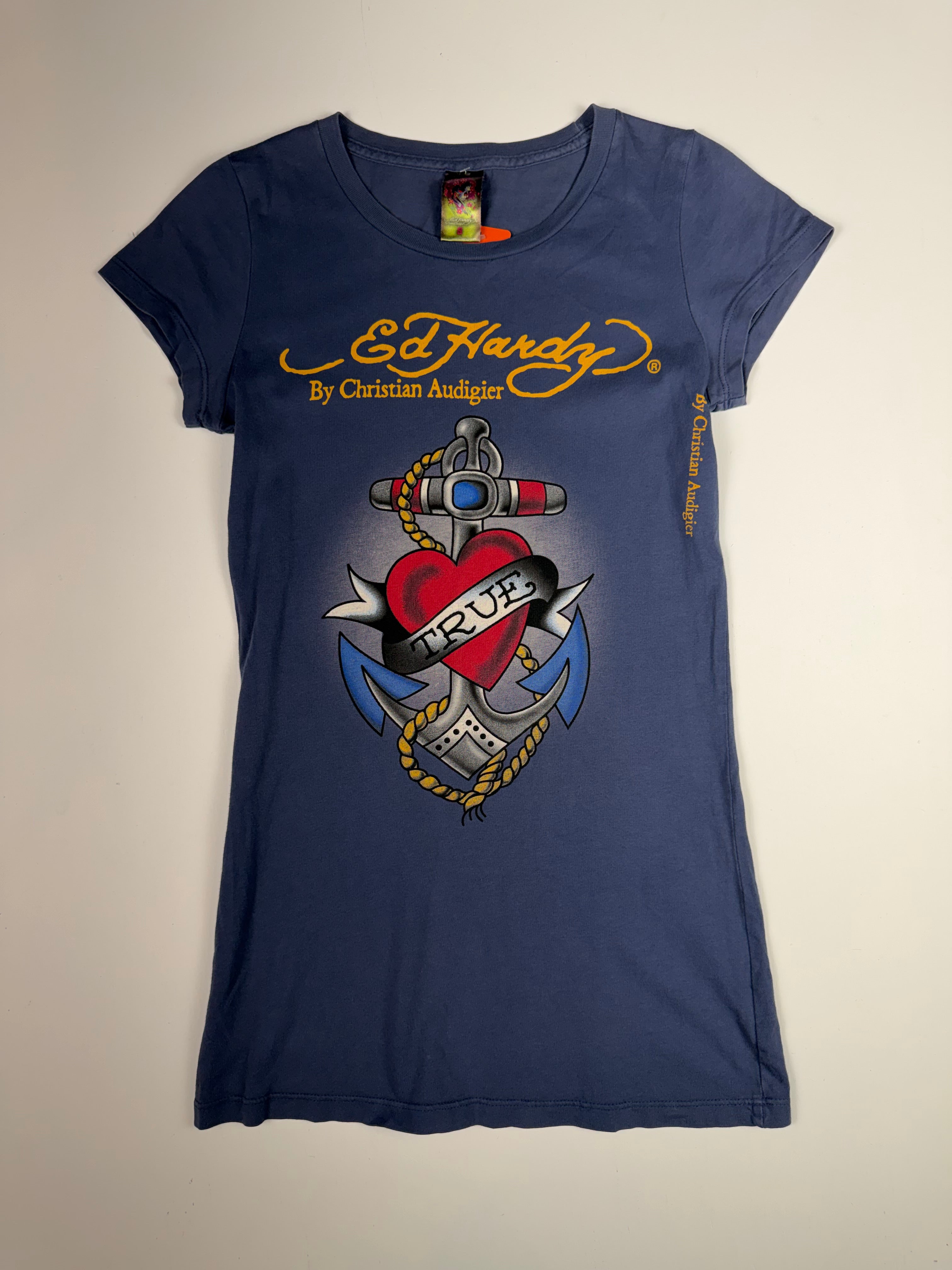 Blue Ed Hardy Anchor Heart Femme Tee