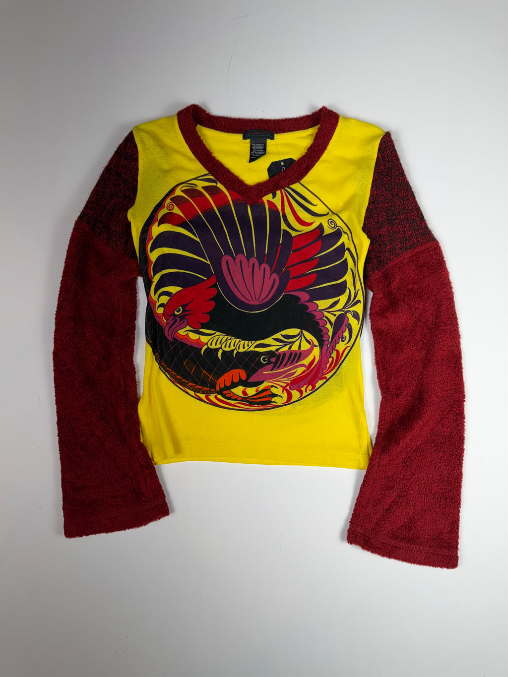 Yellow Custo Barcelona Eagle Print Femme Long Sleeve