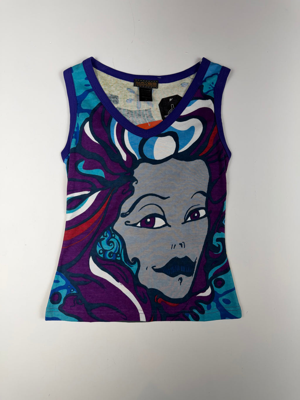 Blue Custo Hayes Abstract Portrait Femme Tank Top