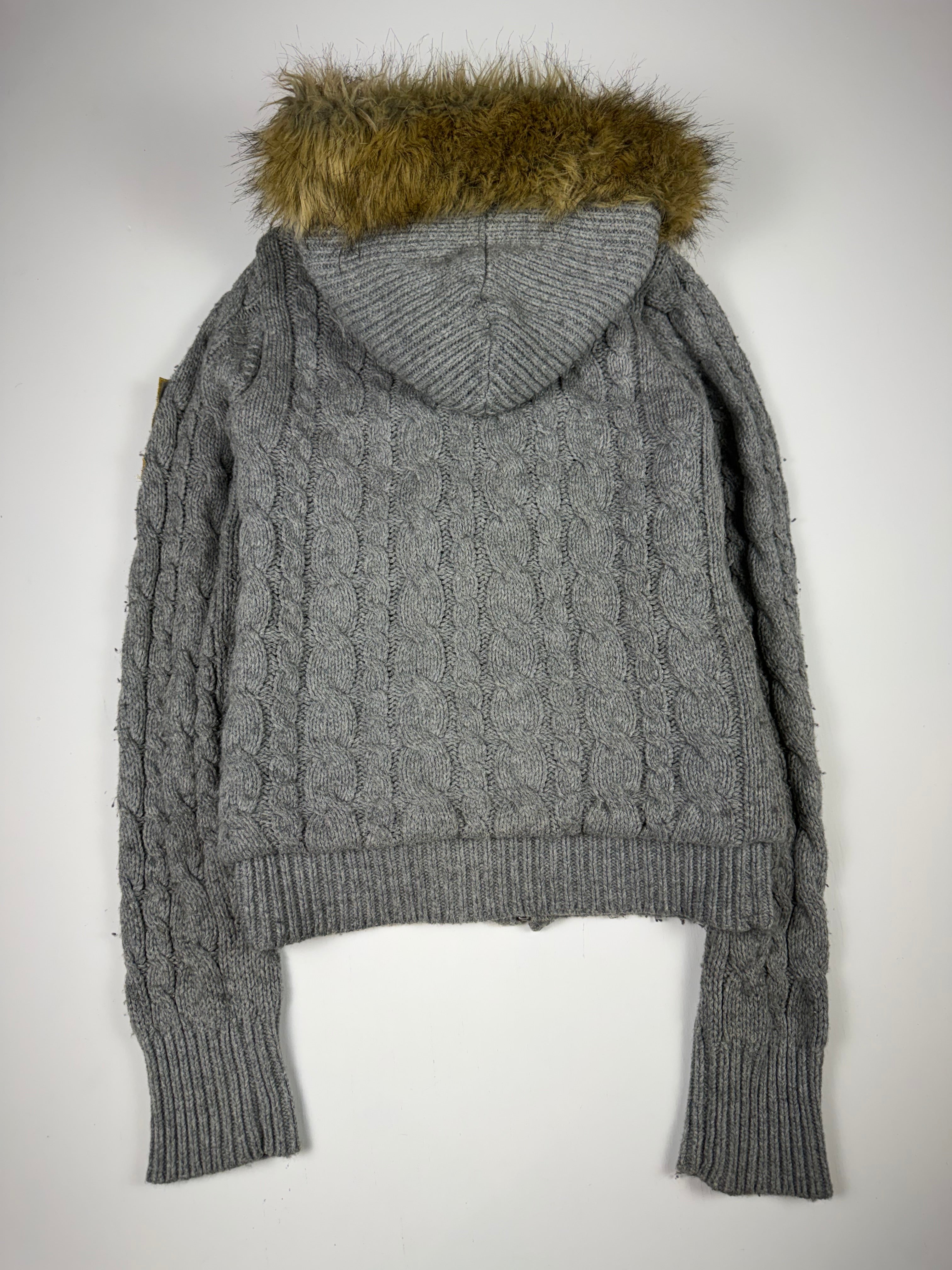 Grey PINK Fur Hood Zip Up Hoodie