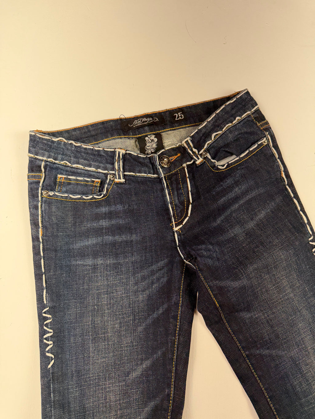 Darkwash Ed Hardy Over Stitch Skinny Jeans