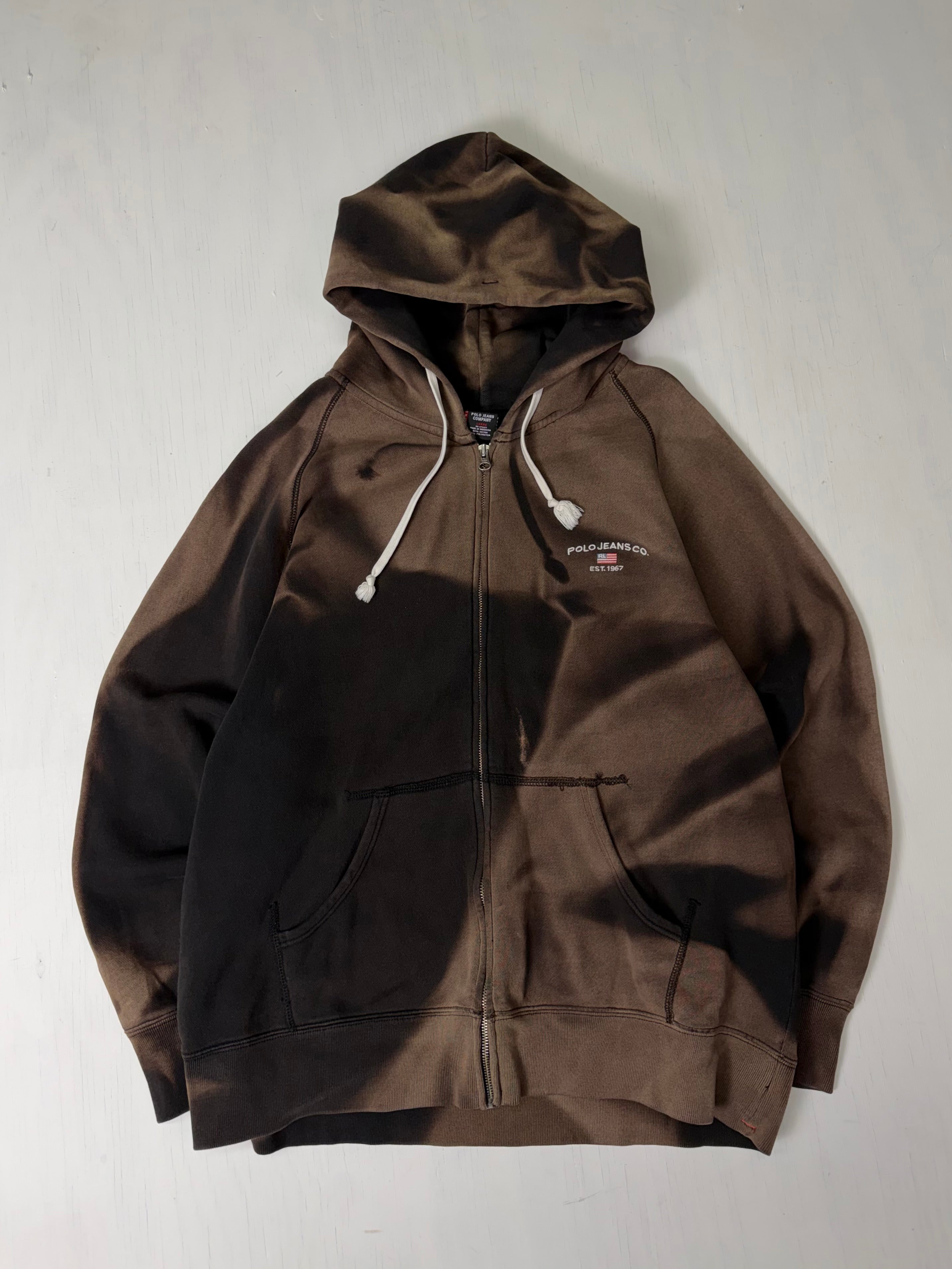 Bleach Fade Polo Zip Up Hoodie