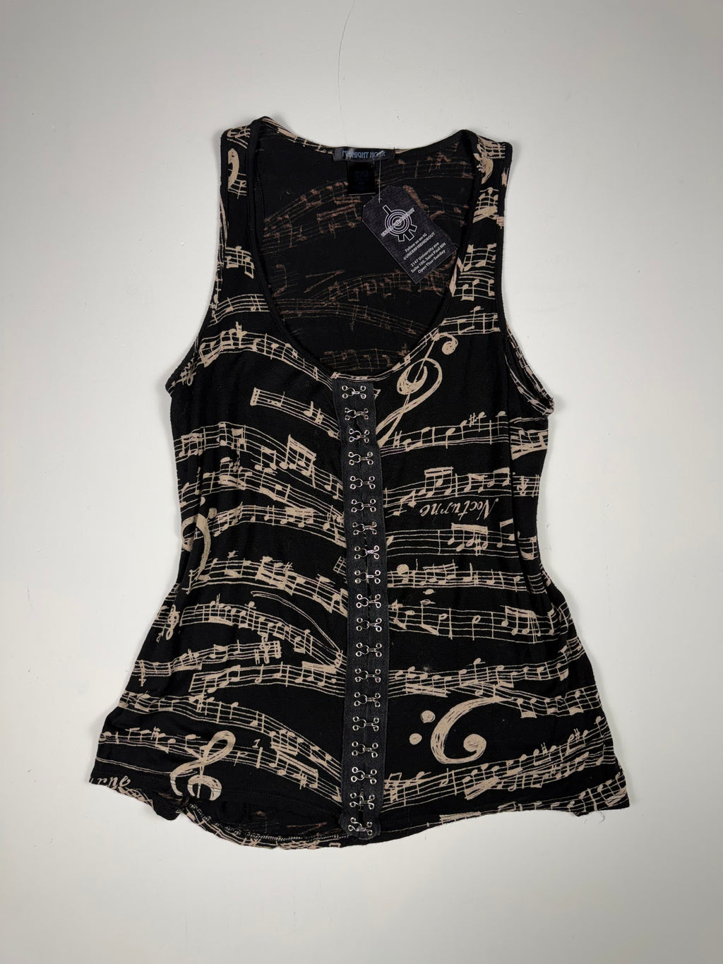 Black Y2K Music Notes Tank Top