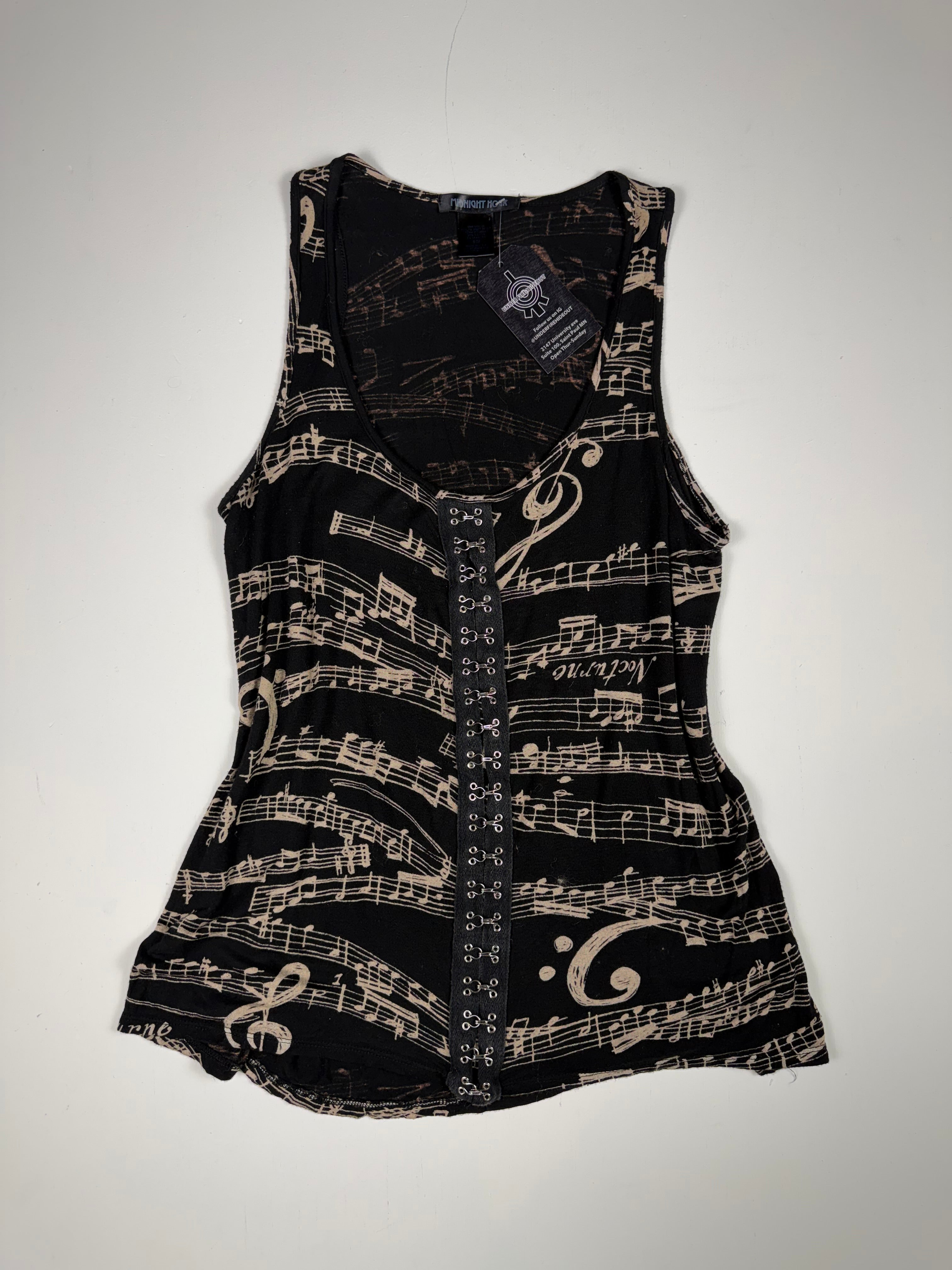 Black Y2K Music Notes Tank Top