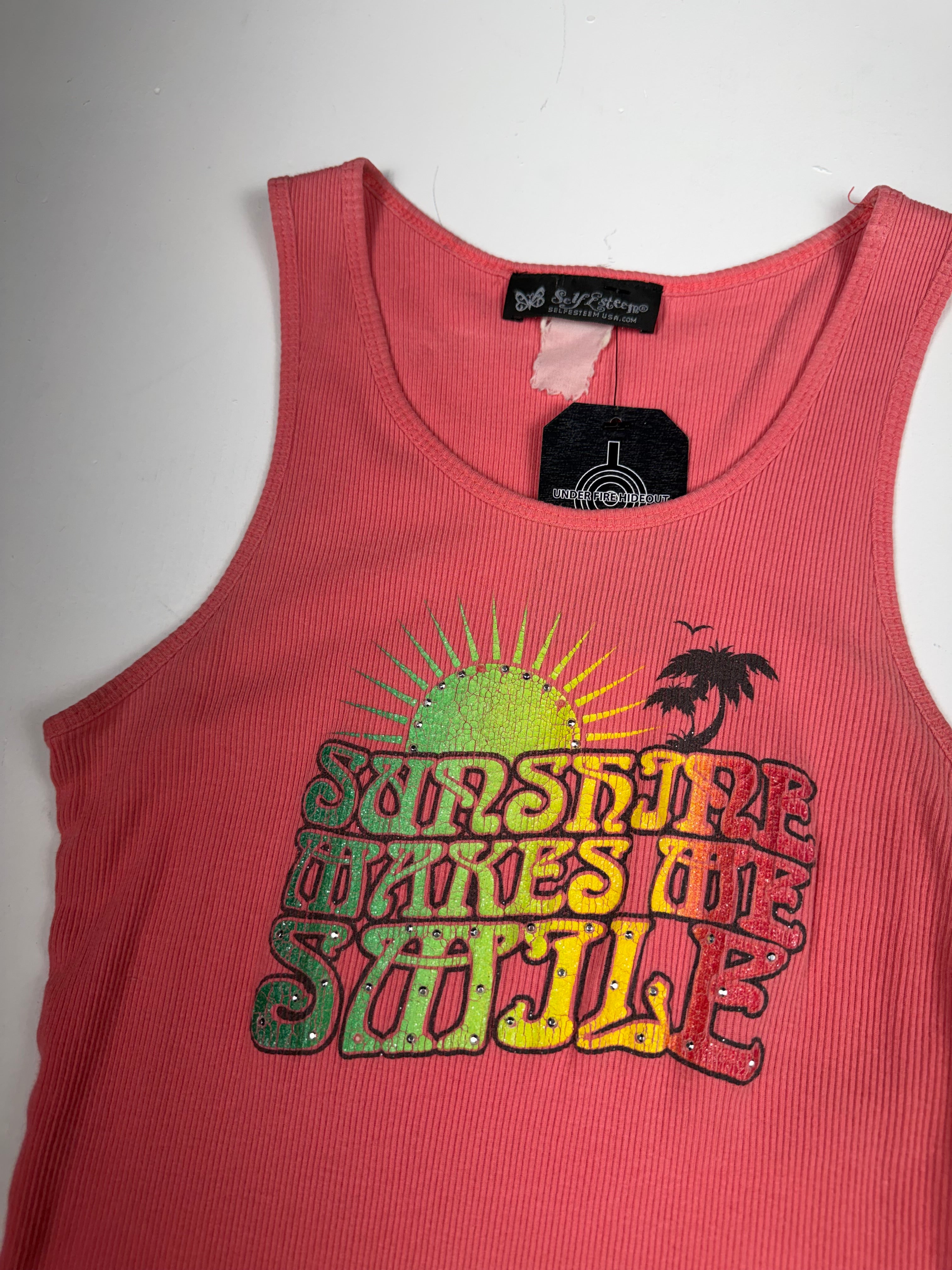 Pink Y2K Sunshine Makes Me Smile Femme Tank Top