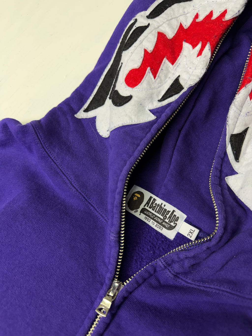 Purple BAPE White Tiger Full Zip Hoodie