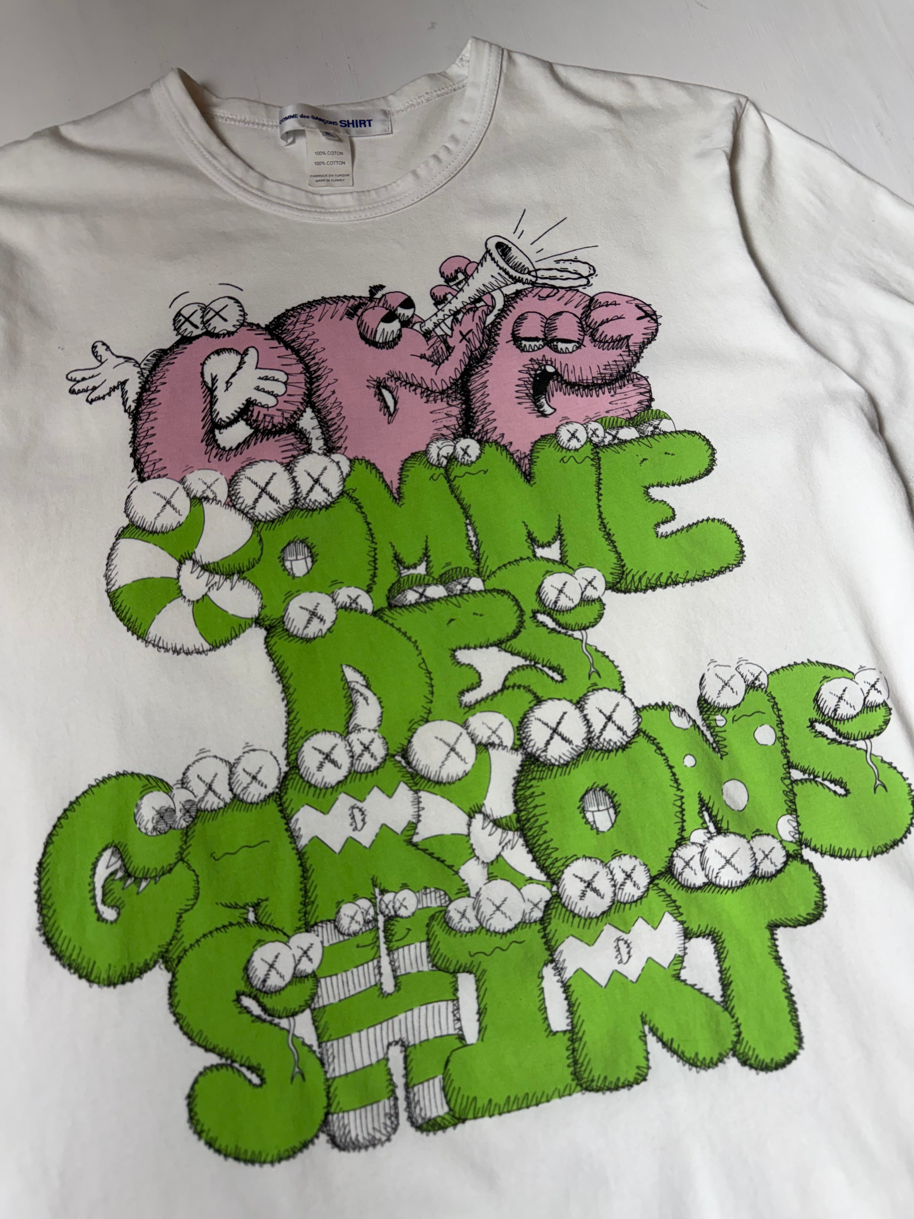 White CDG Comme Des Garcons Kaws tee
