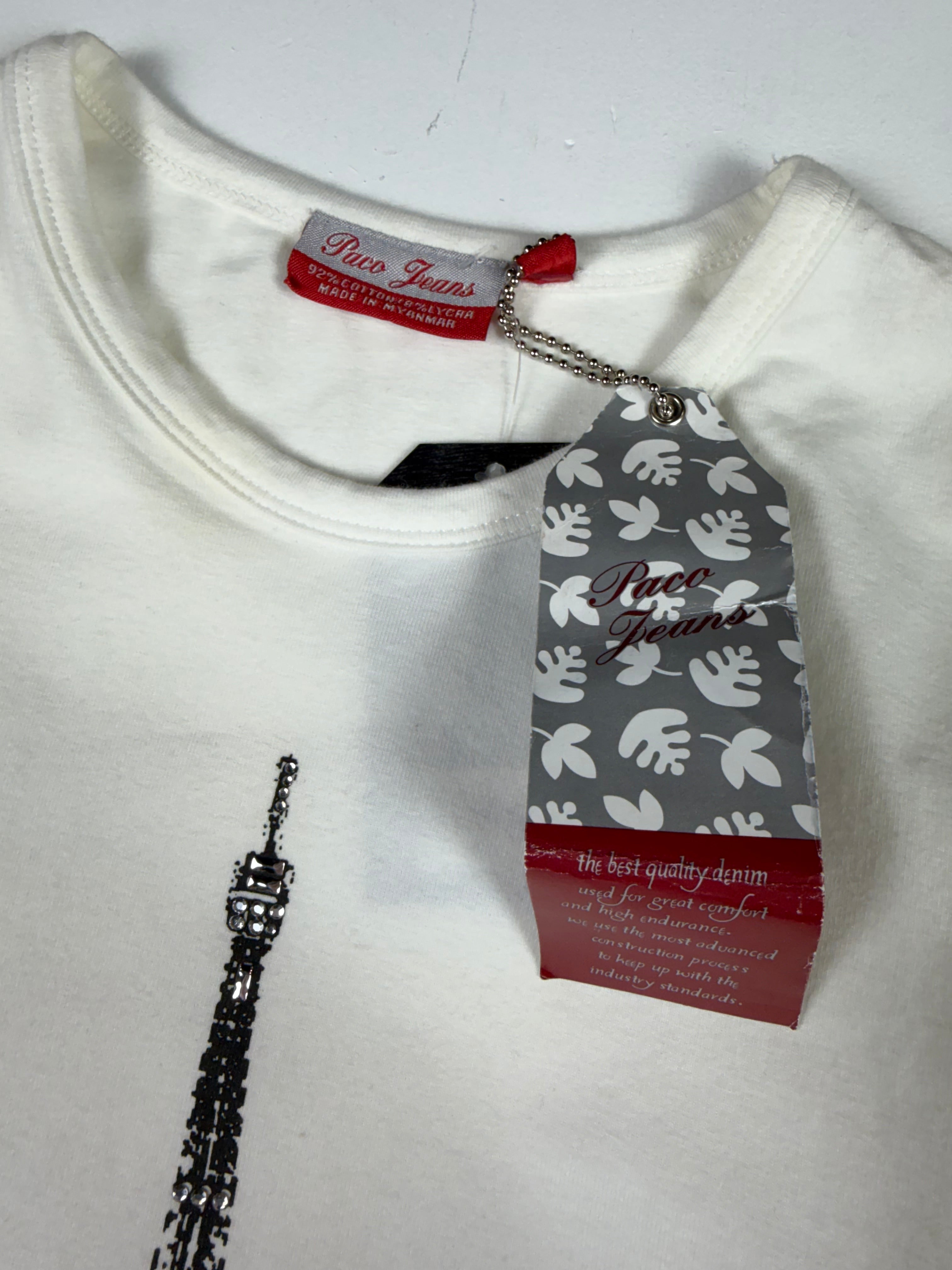 White Paco Jeans Y2K Femme Longsleeve NWT