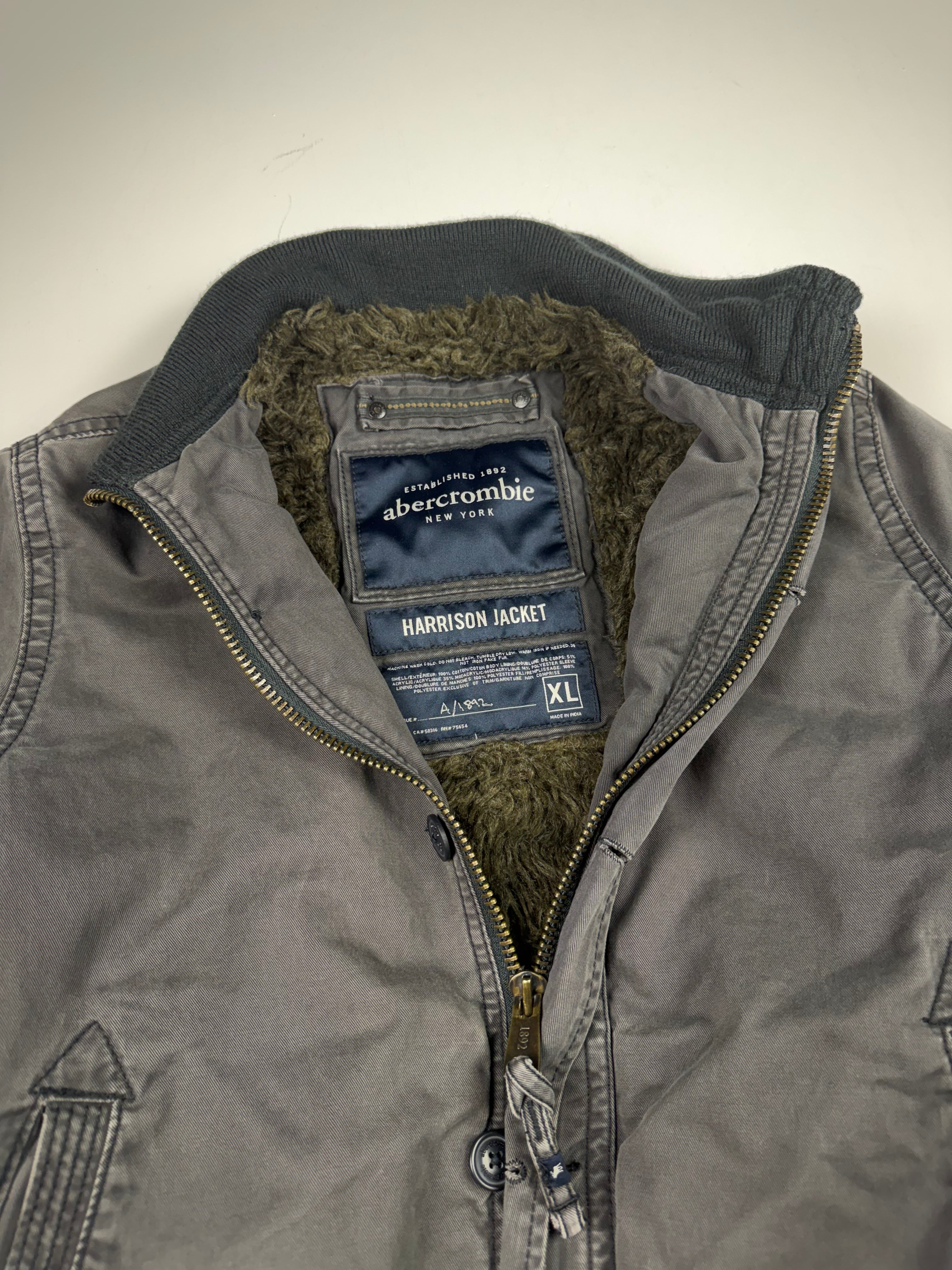 Grey Abercrombie Big Moose Sherpa Lined Jacket