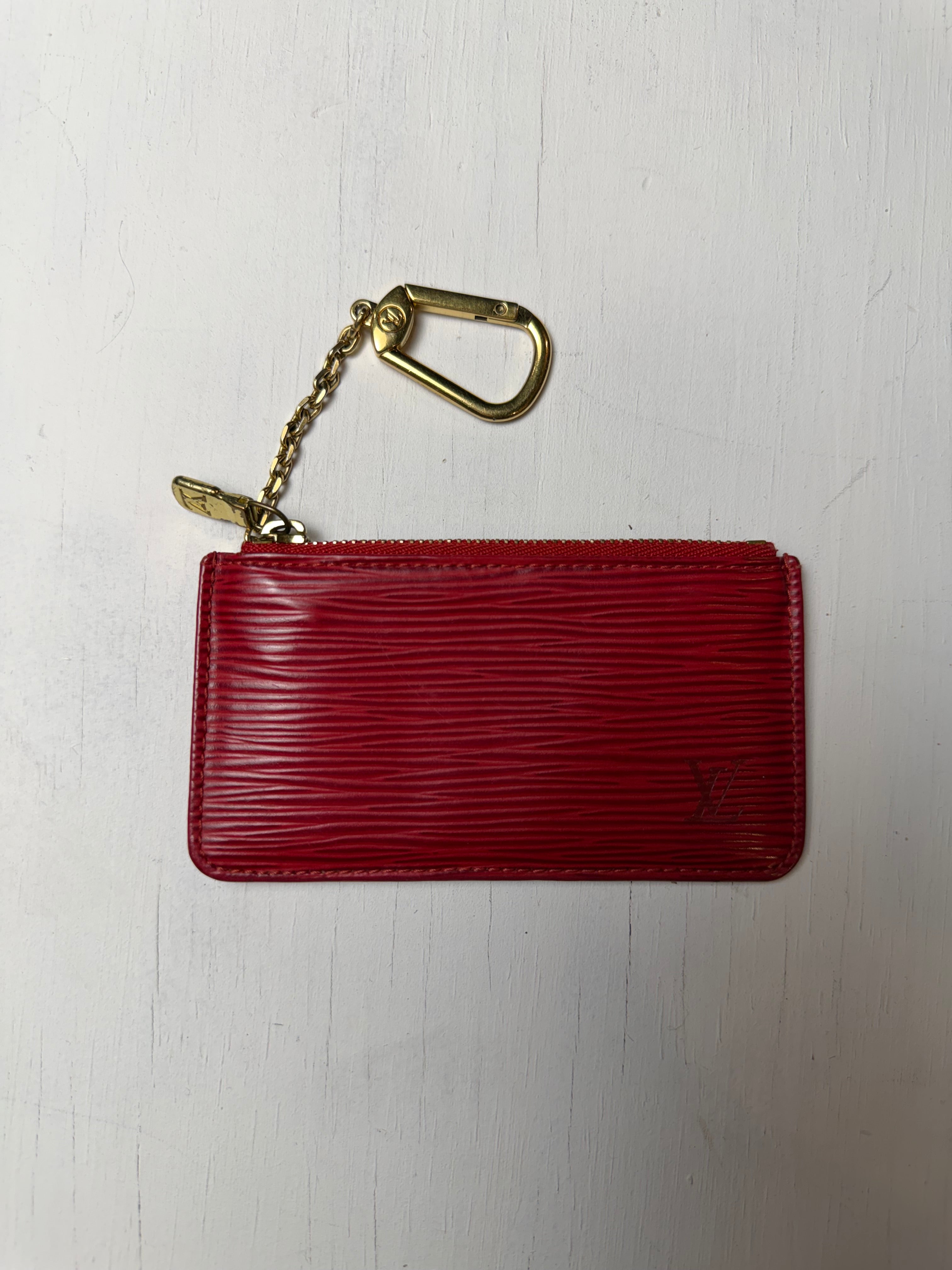 Red Louis Vuitton Epi Key Pouch Wallet
