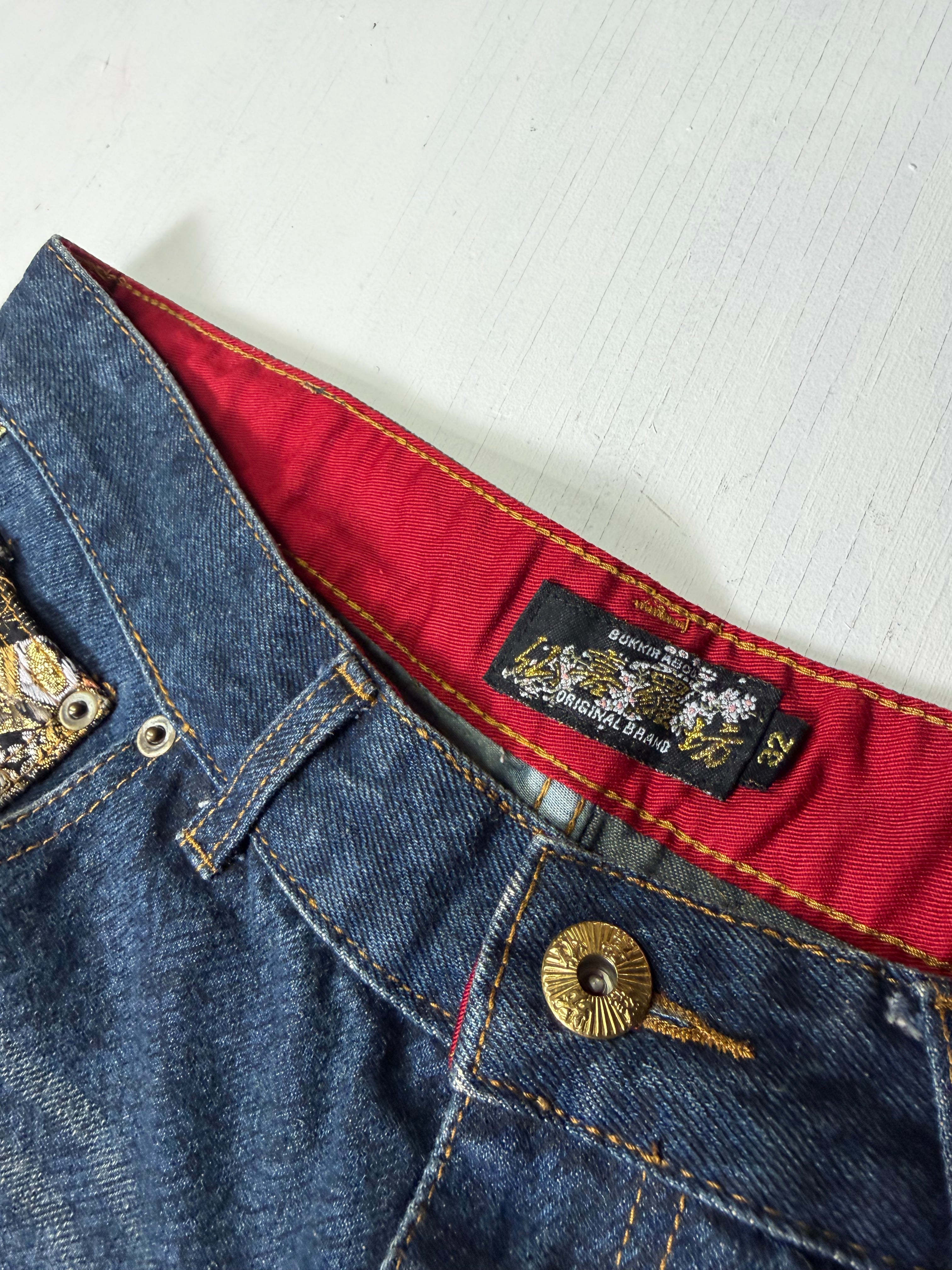 Bukkirabou 'Pink Dragon' Embroidered Japanese Jeans