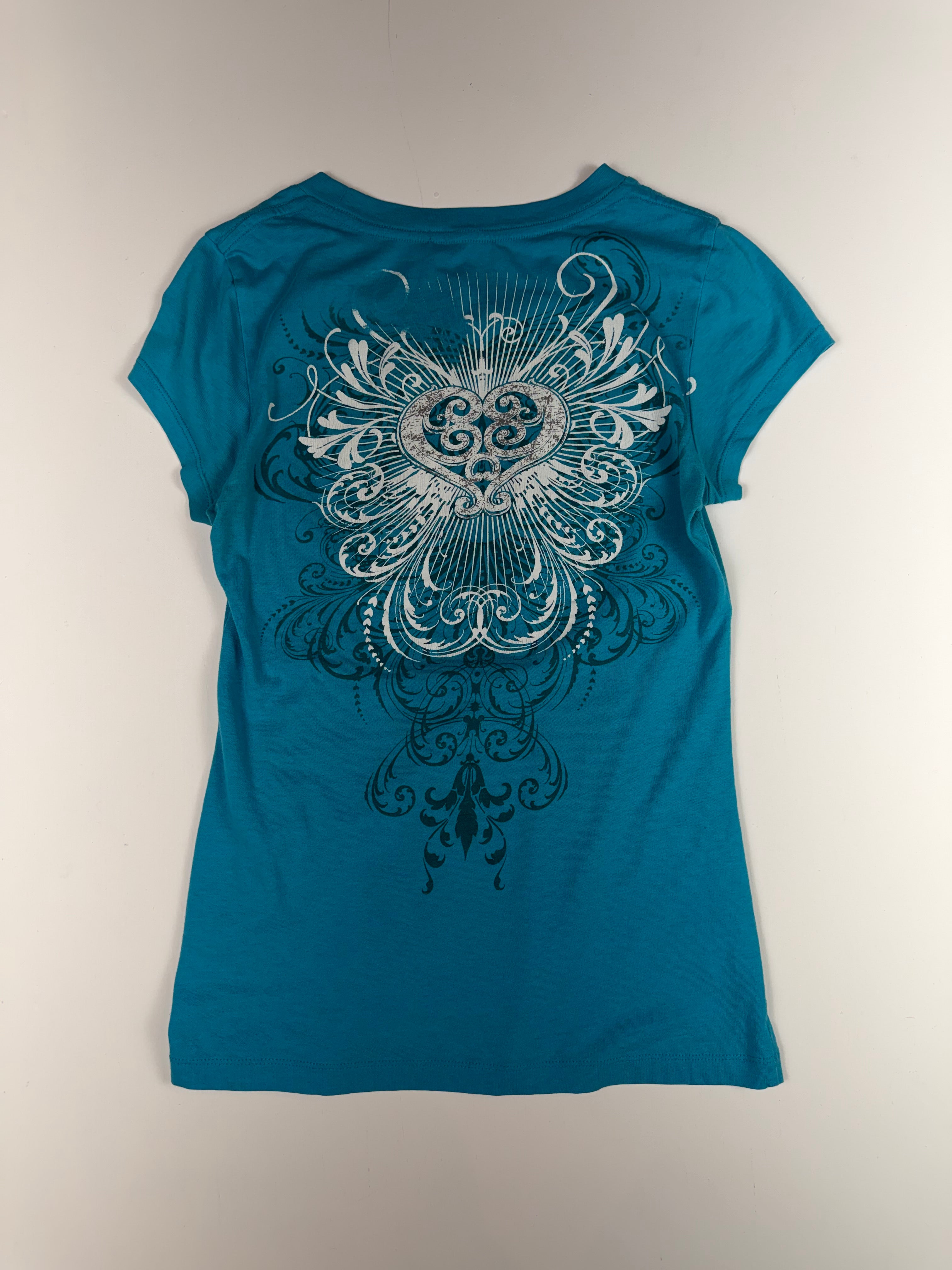 Teal Blue Y2K Angel Wings Tee