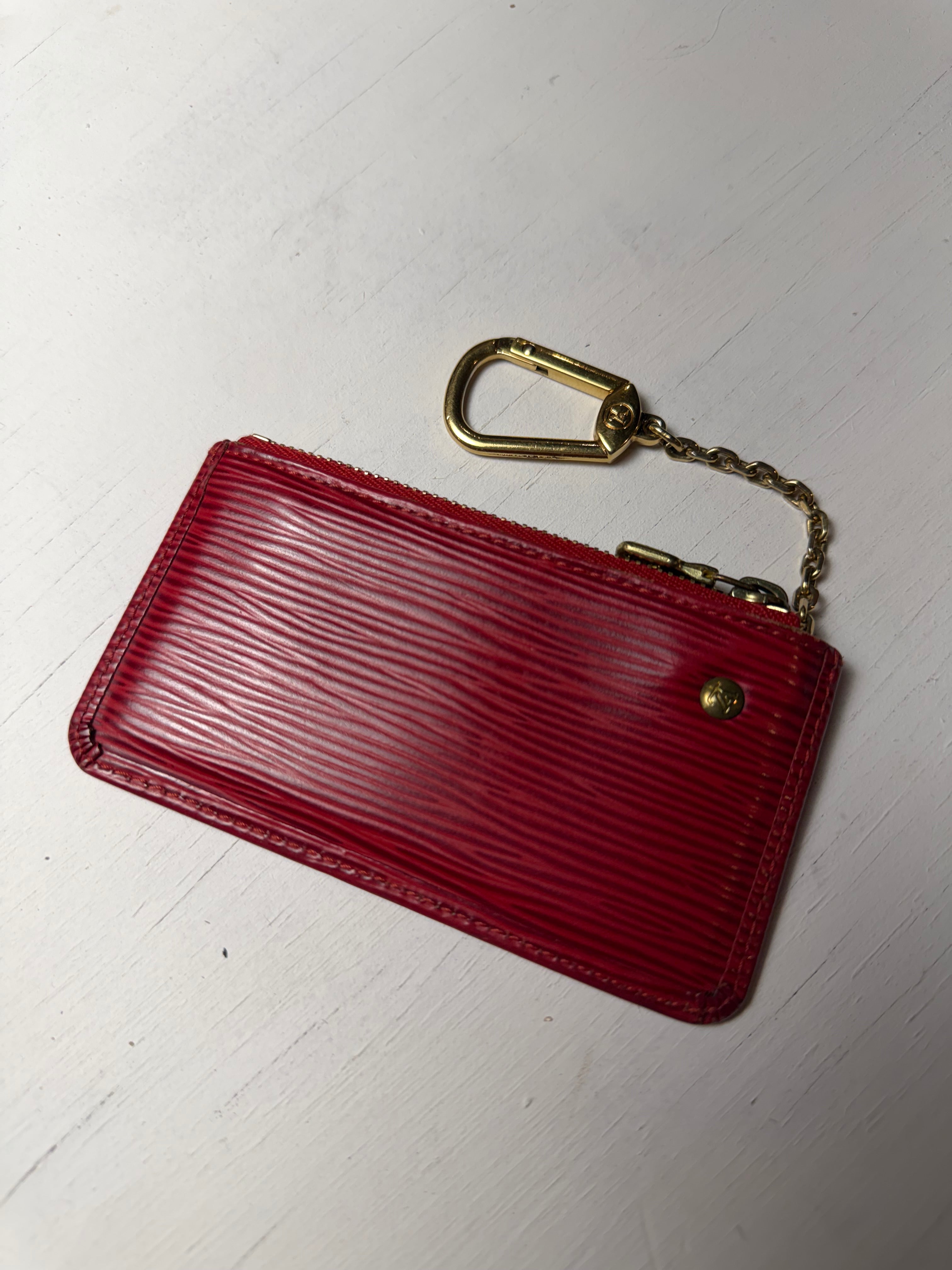 Red Louis Vuitton Epi Key Pouch Wallet