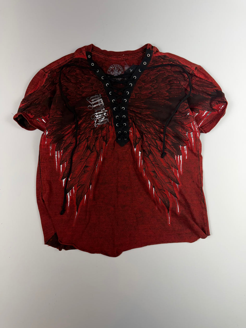 Red Affliction Lace Front Cropped Femme Top