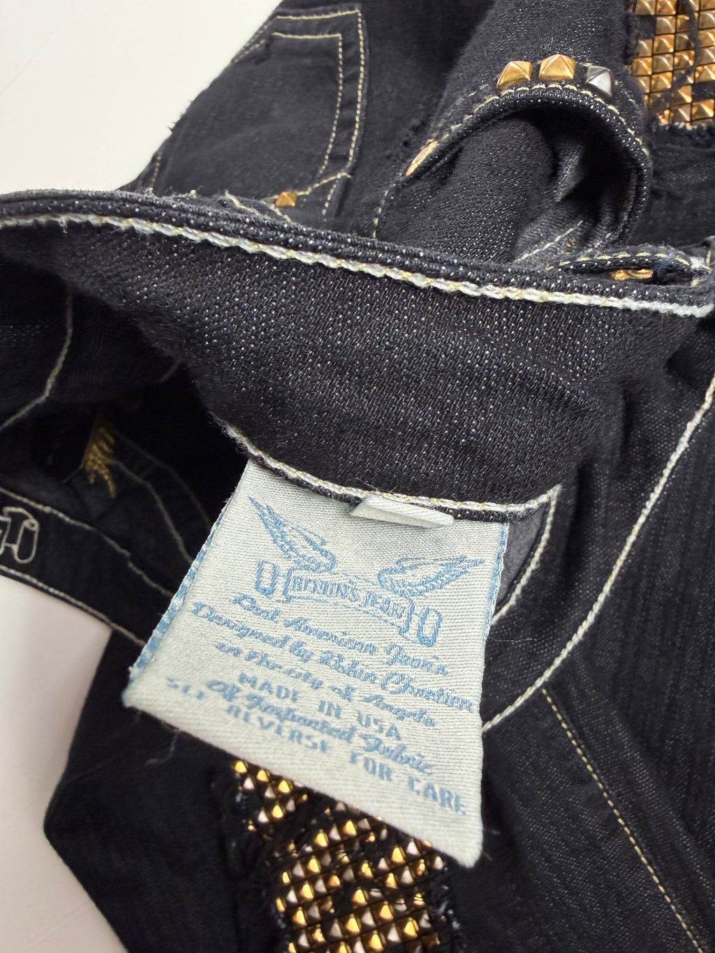 Black Robin Jeans w/ Gold Rhinestones
