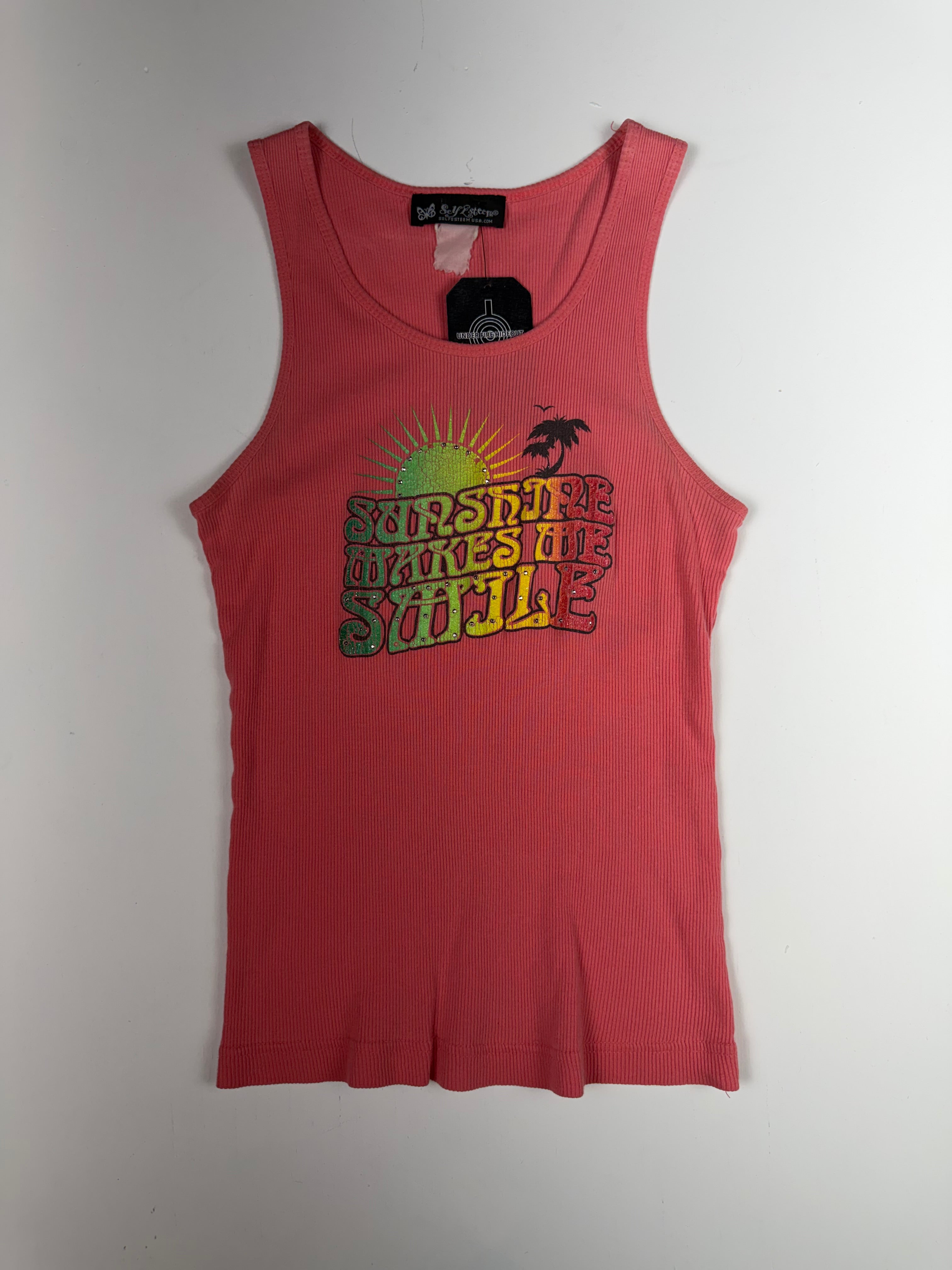 Pink Y2K Sunshine Makes Me Smile Femme Tank Top