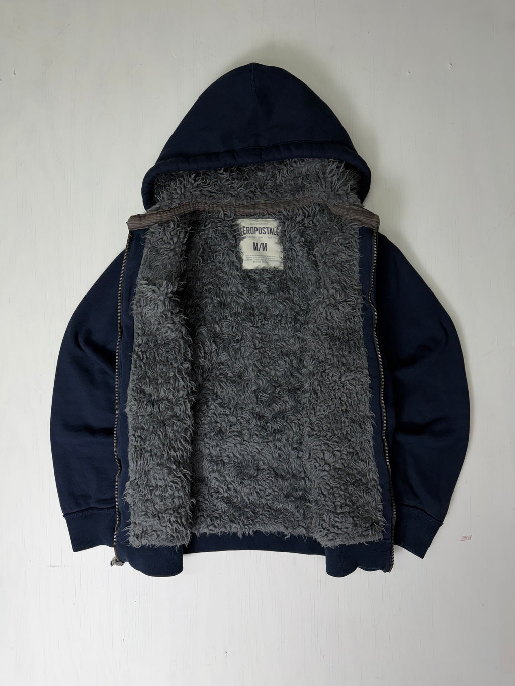 Navy Aeropostle Sherpa Zip Up Hoodie