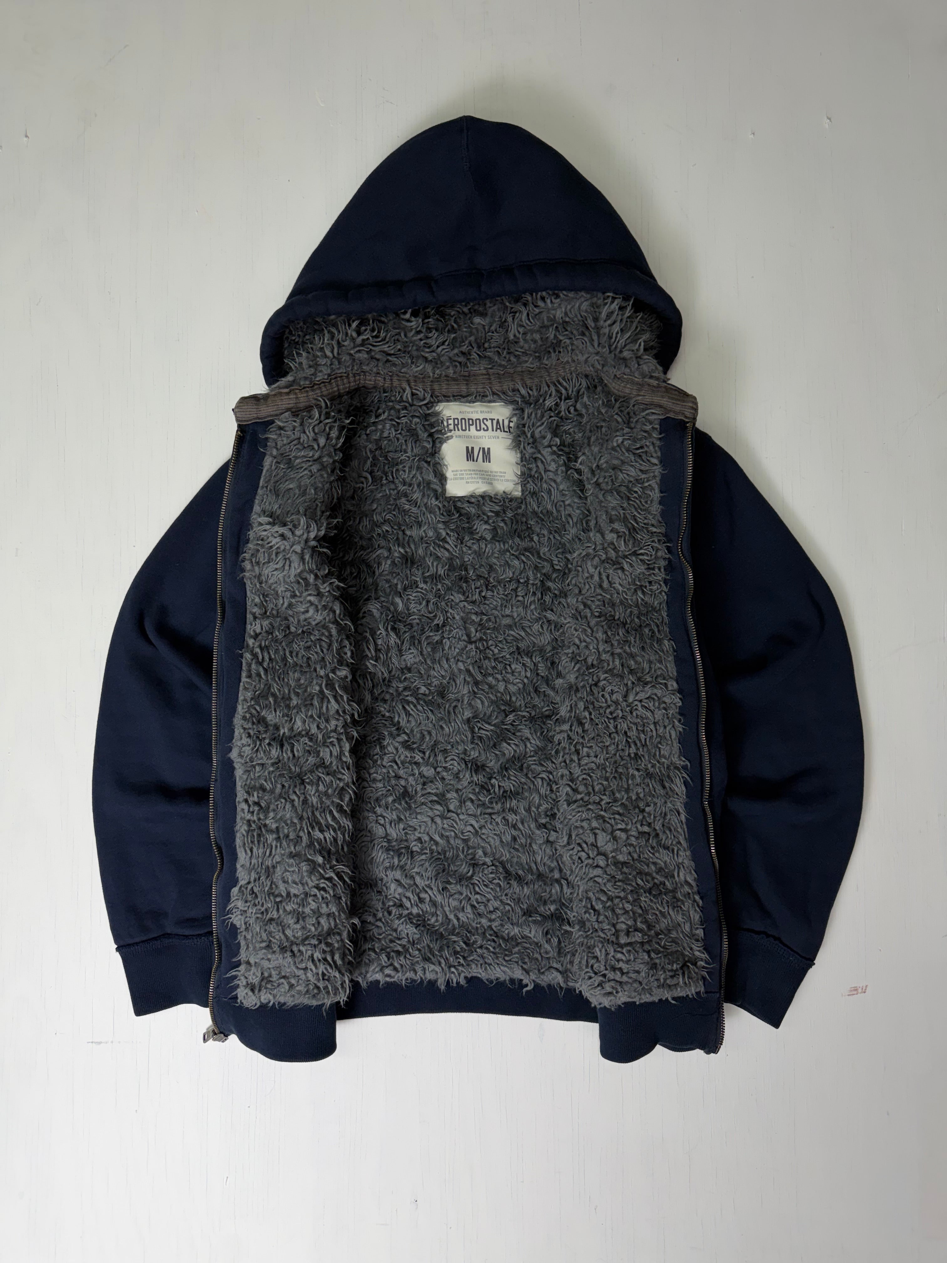Navy Aeropostle Sherpa Zip Up Hoodie