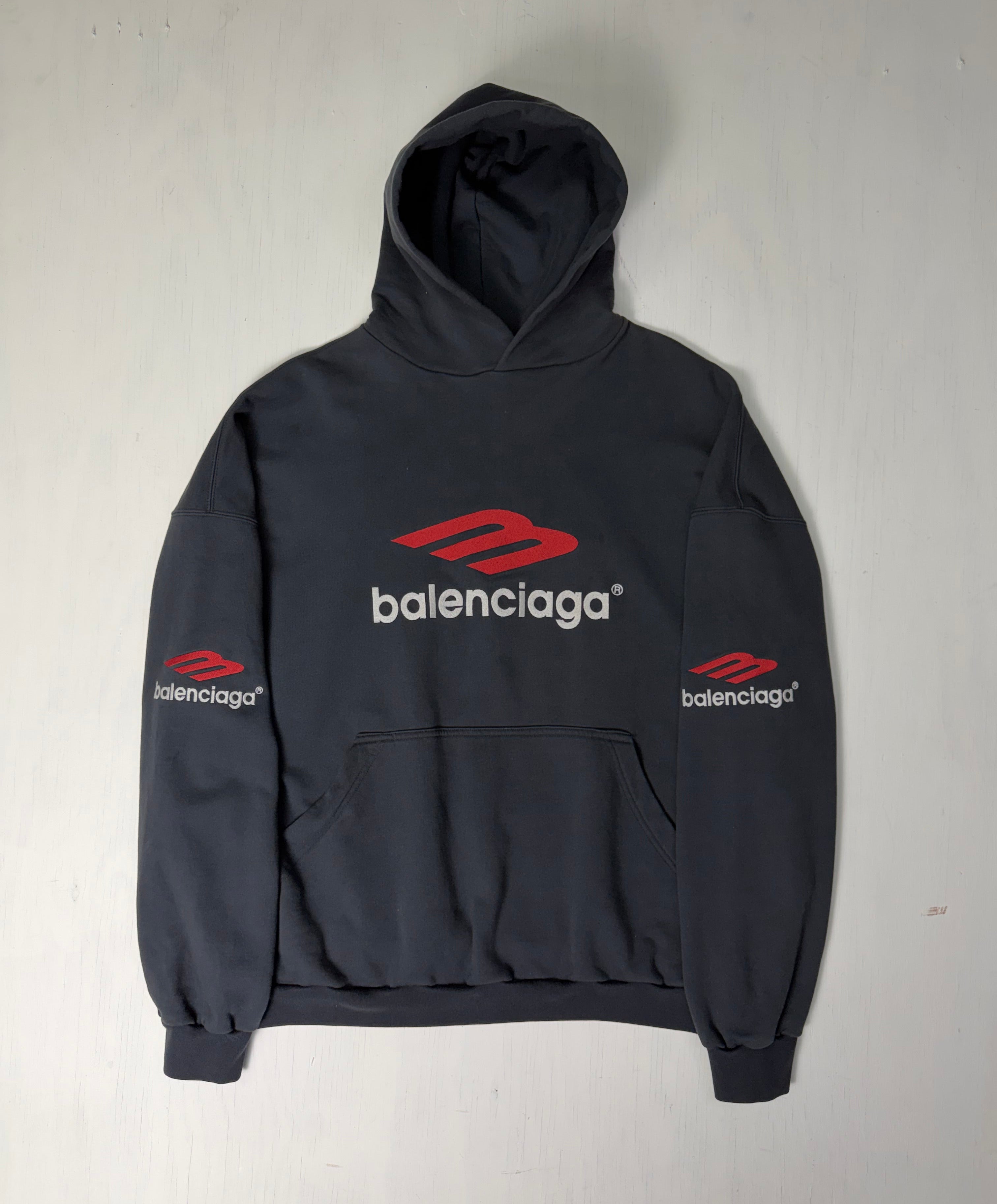 Black Balenciaga 3B Sports Icon Hoodie