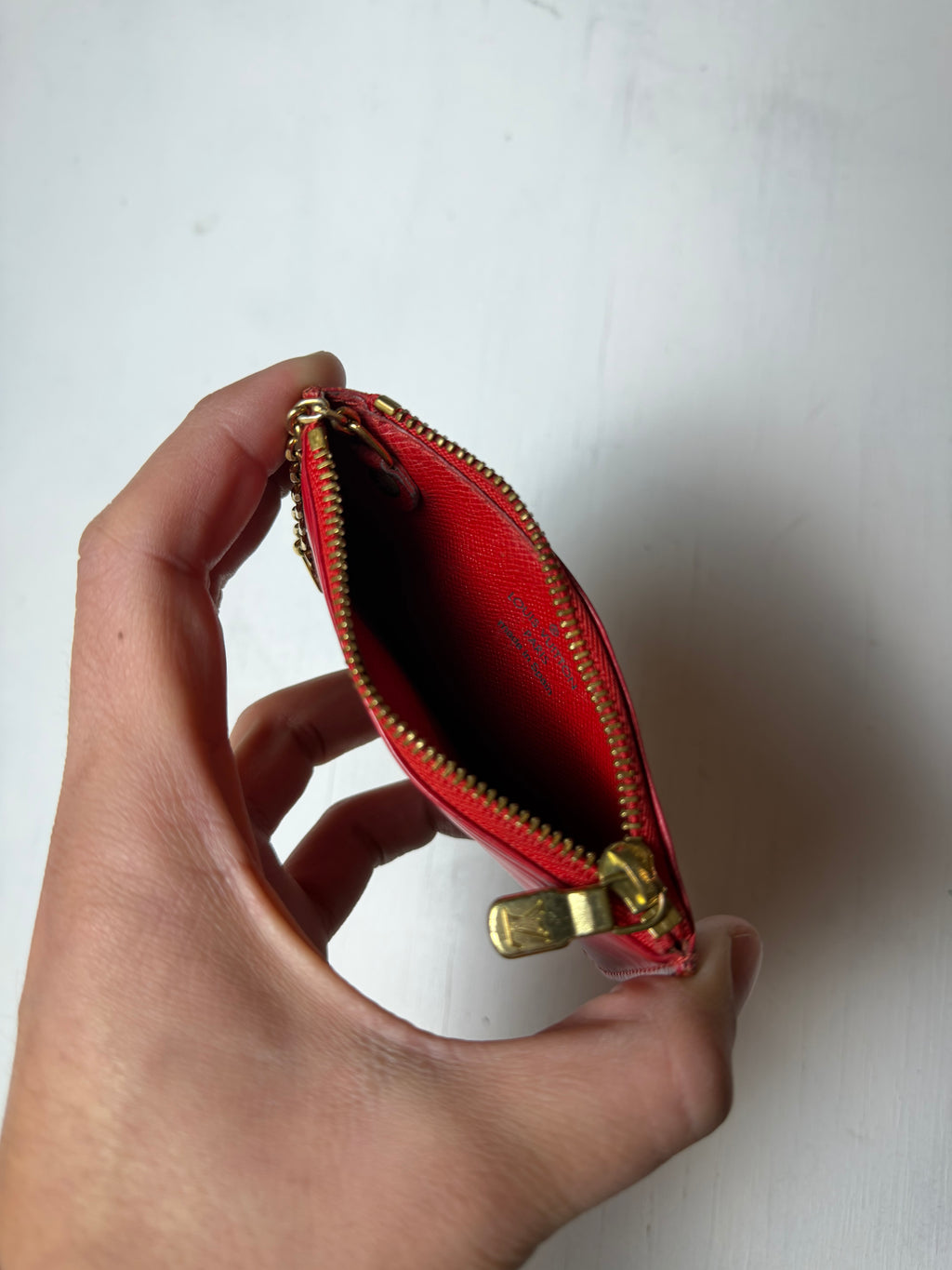 Red Louis Vuitton Epi Key Pouch Wallet