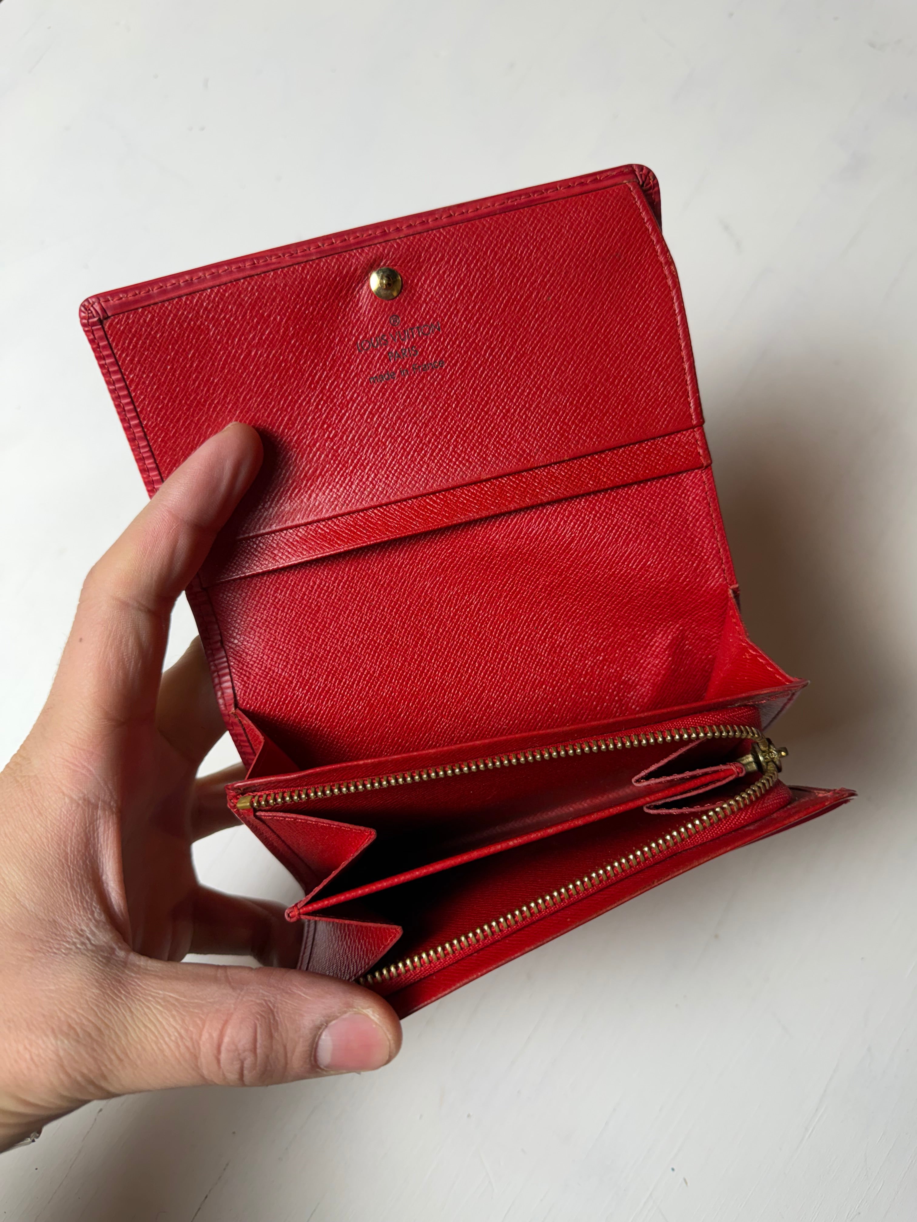 Red Louis Vuitton Epi Wallet