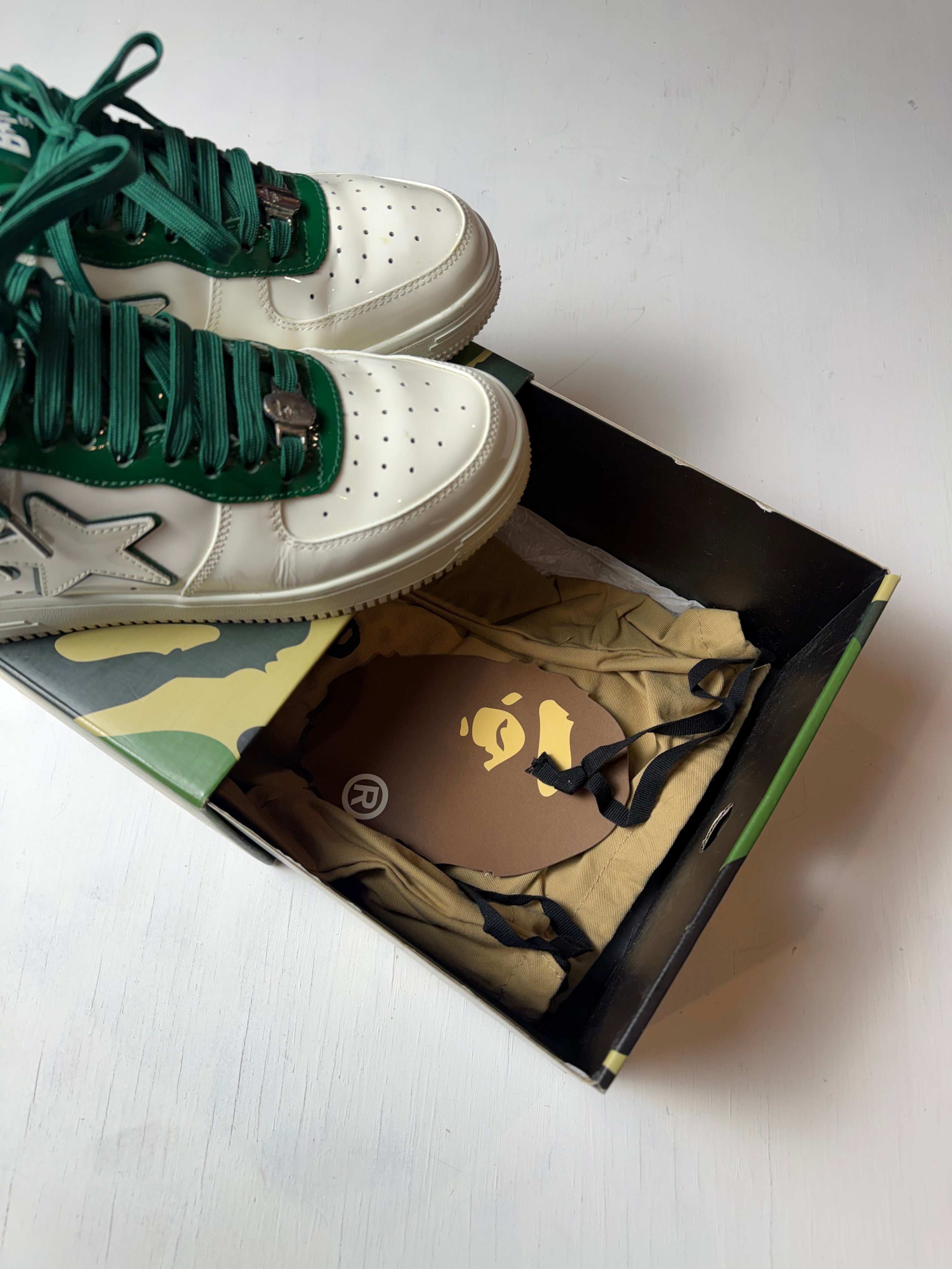 BAPE Bapesta White Green Sz 9