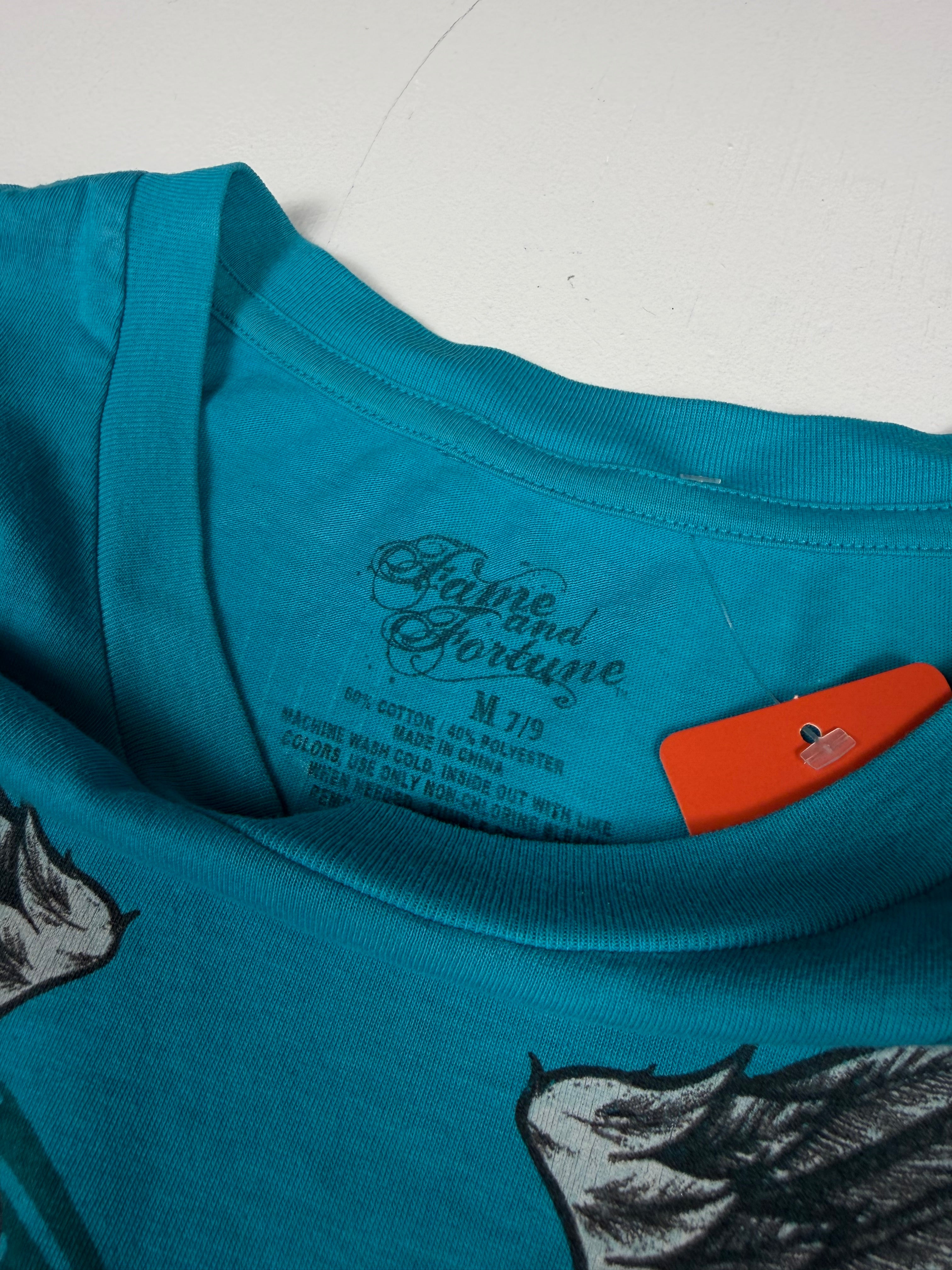 Teal Blue Y2K Angel Wings Tee
